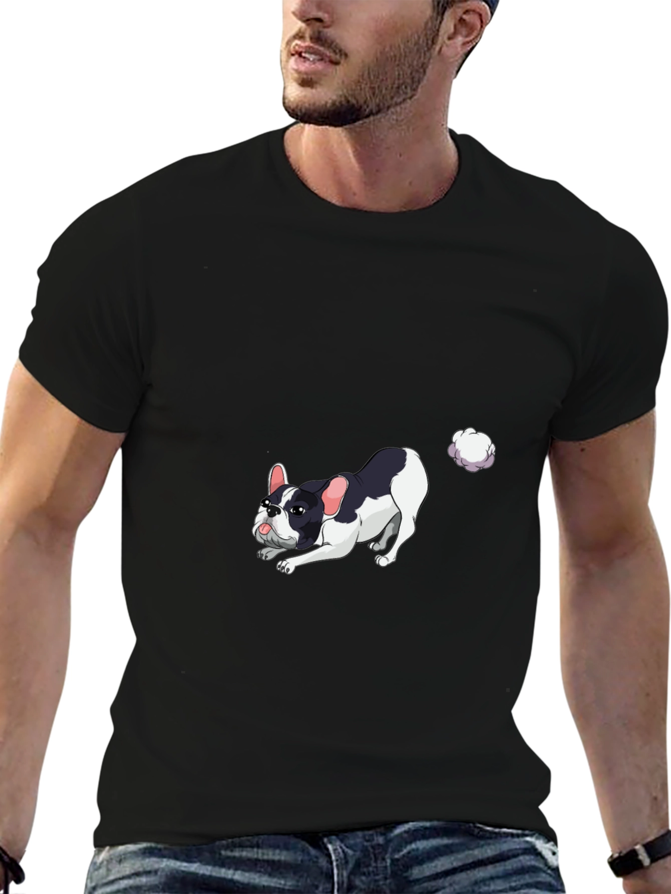 Black Dog Fart T-Shirt, Black Cotton Tee view 6