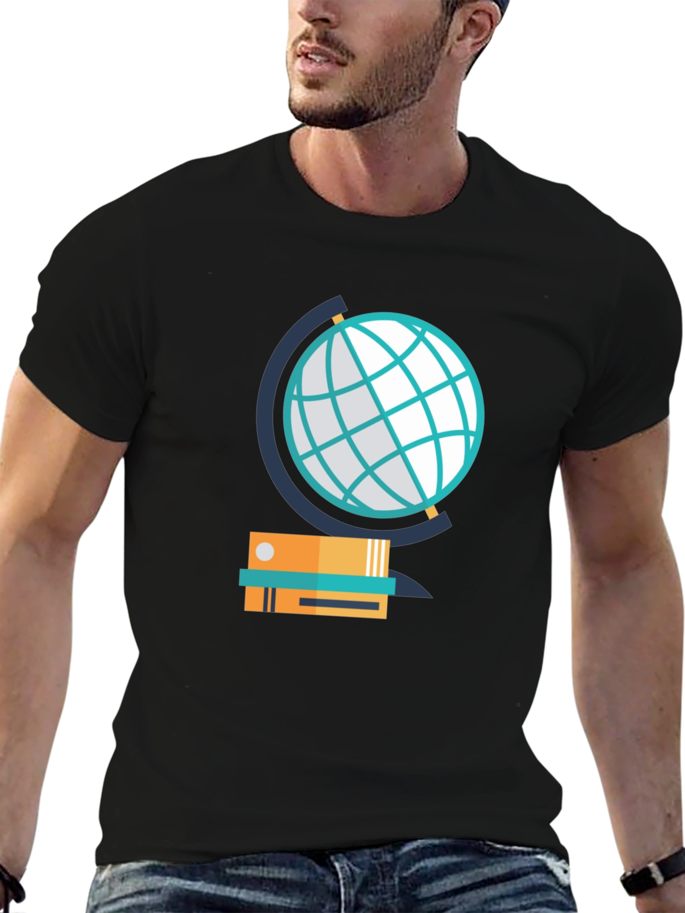 Black Globe & Books Graphic Tee - Study in Style! view 6