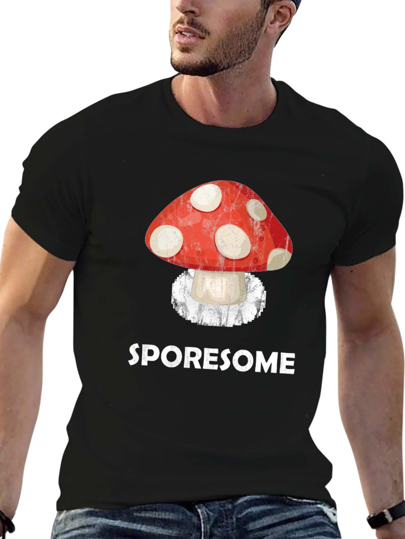 Black Sporesome Mushroom Graphic Tee view 6