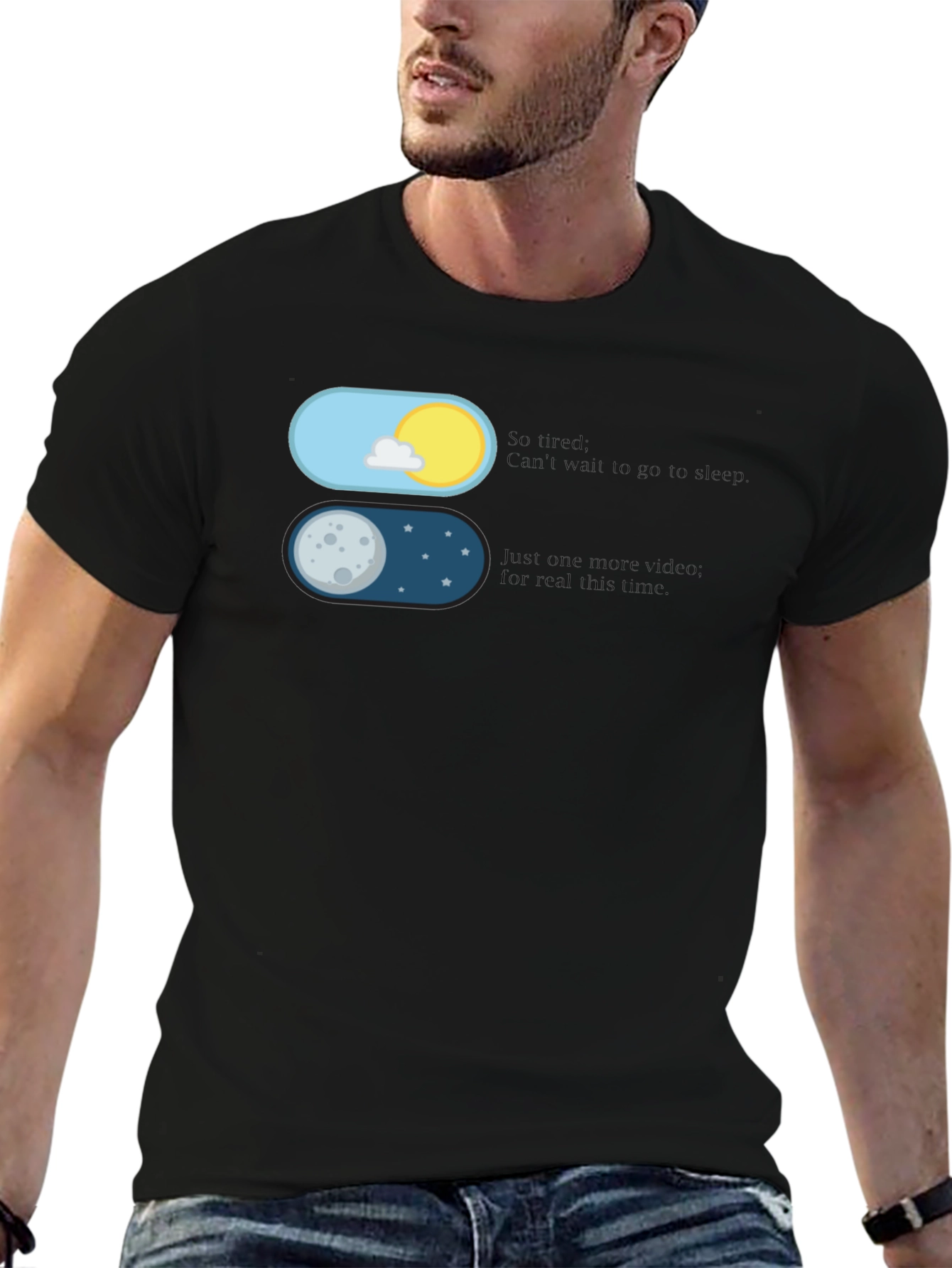 Black Sleep Mode Funny T-Shirt view 6