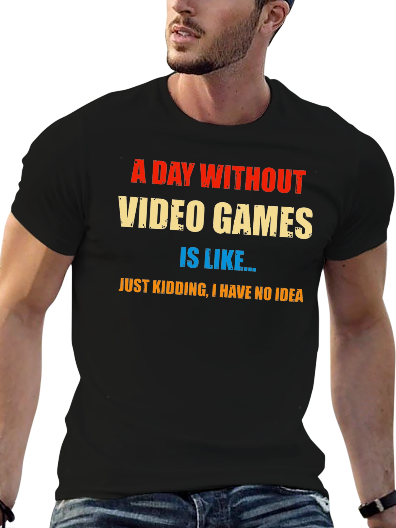 Black Video Game Humor T-Shirt - A Day Without Games view 6