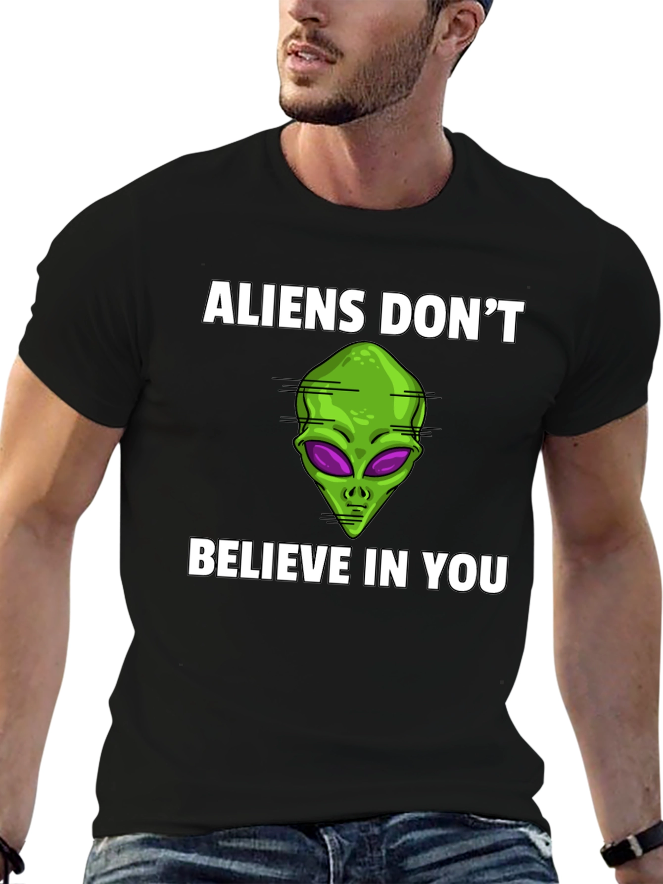 Black Aliens Don't Believe T-Shirt view 6