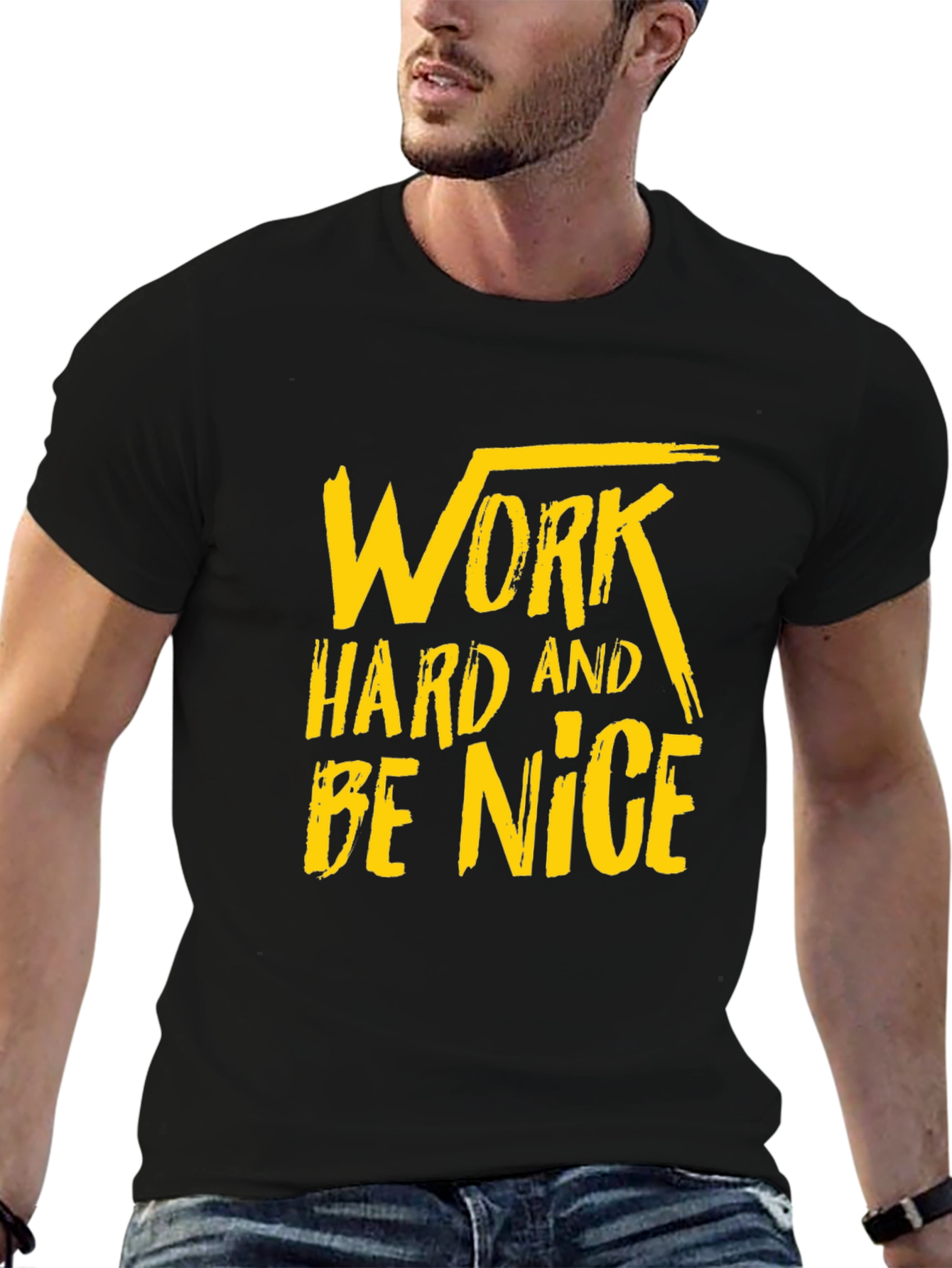 Black Work Hard Be Nice Graphic Tee view 6