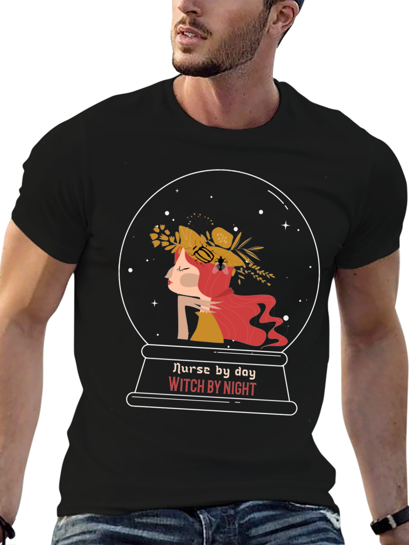 Black Nurse by Day Witch by Night Graphic T-Shirt view 6