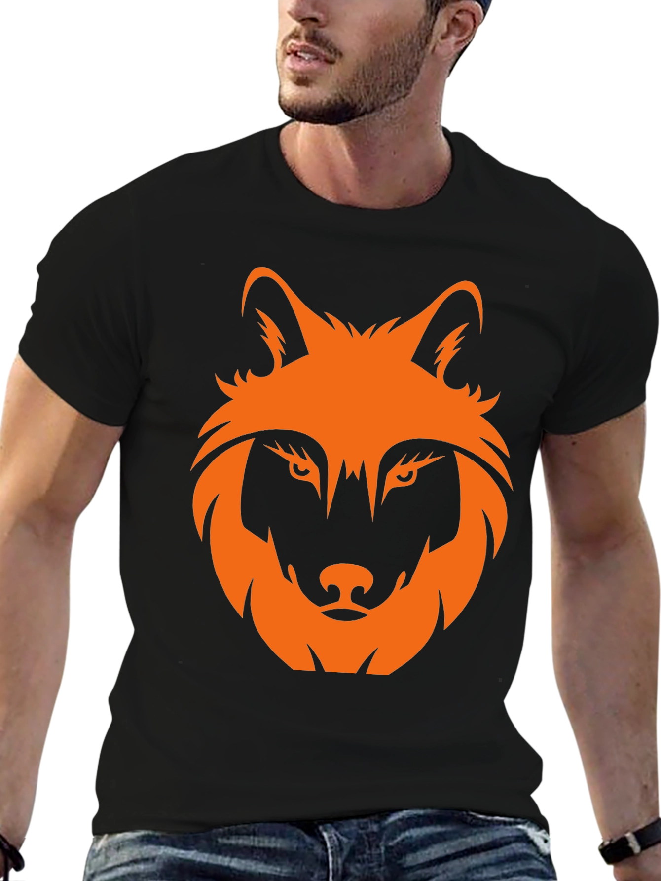 Black Bold Wolf Graphic Tee - Men's Black T-Shirt view 6