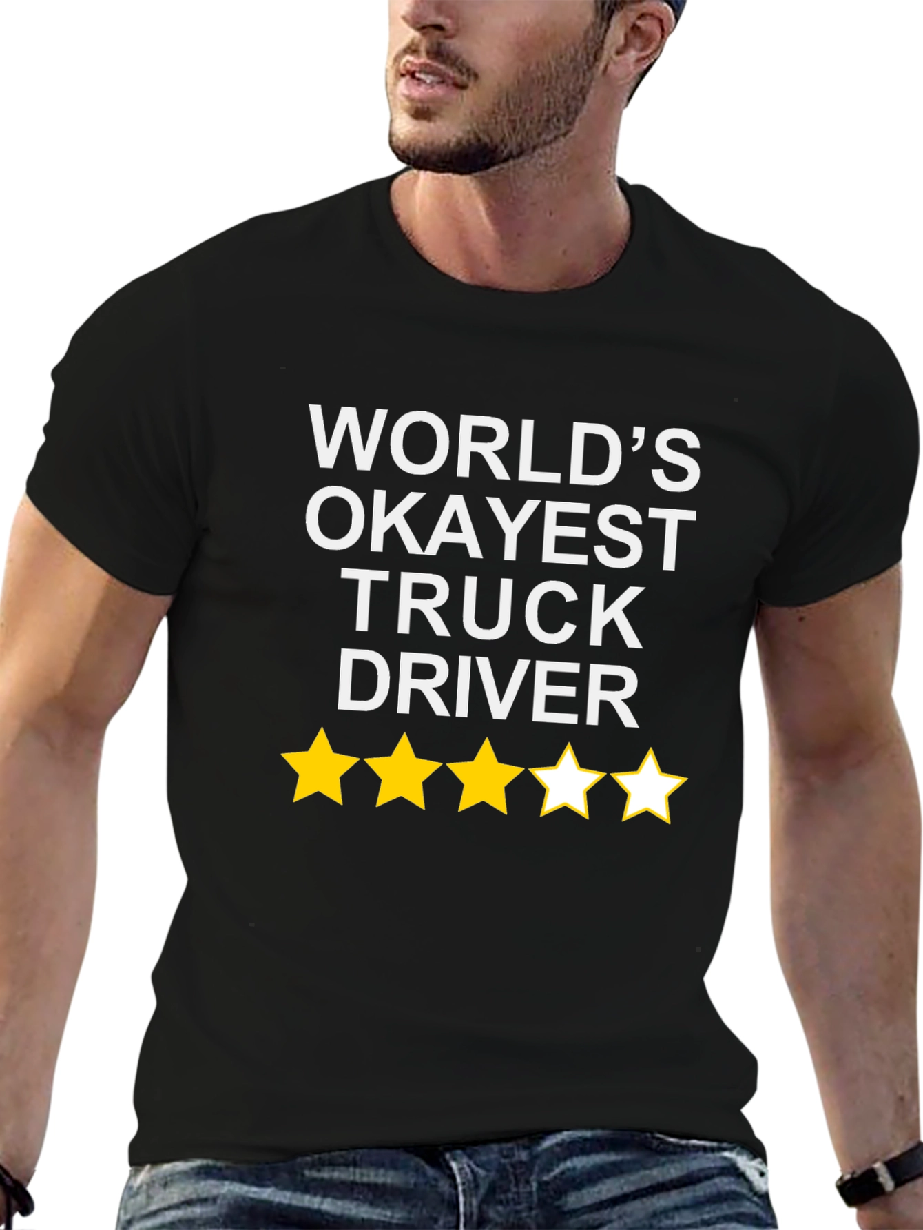 Black World's Okayest Truck Driver - Funny T-Shirt view 6