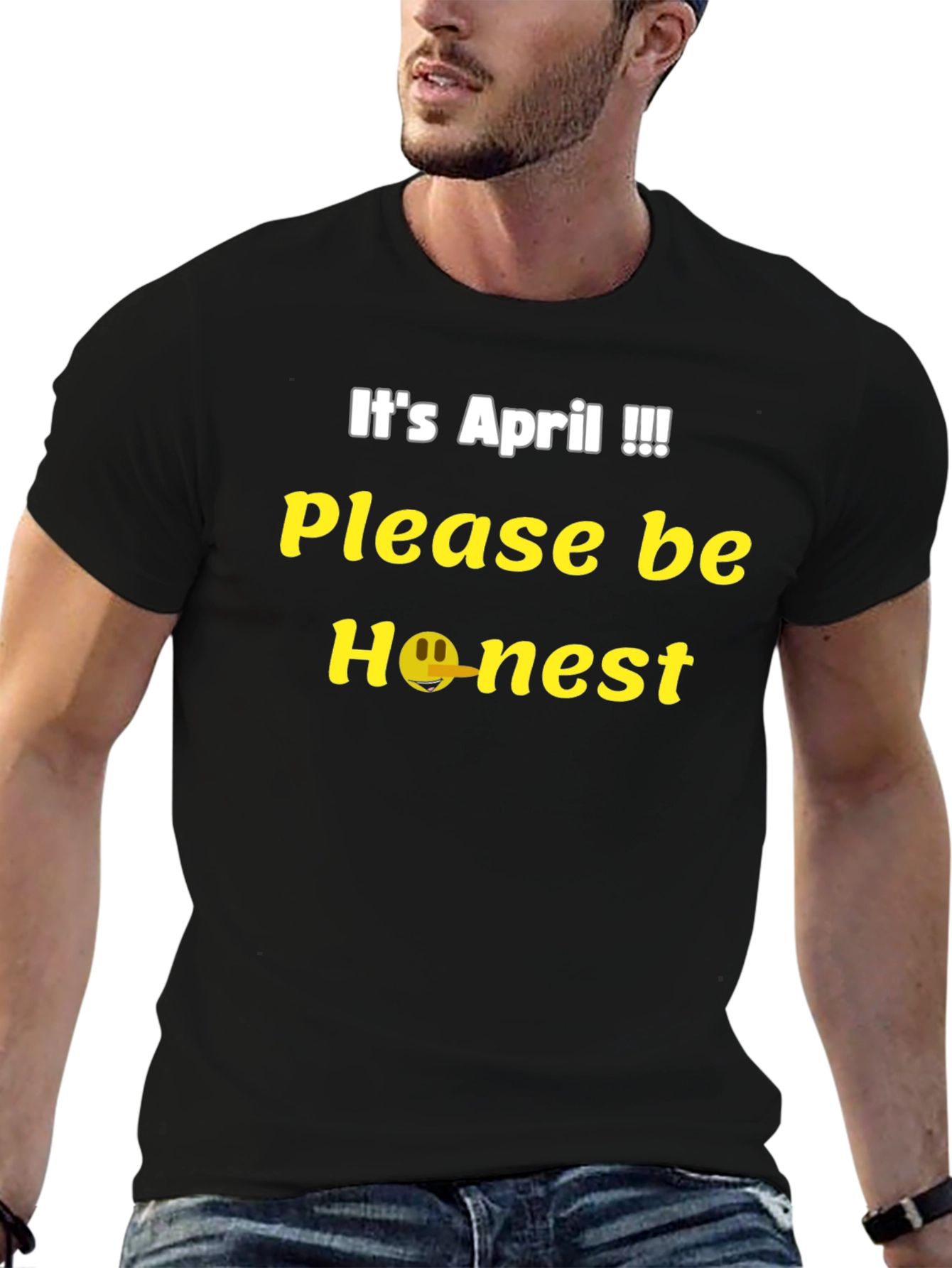 Black It's April Be Honest Funny T-Shirt view 6
