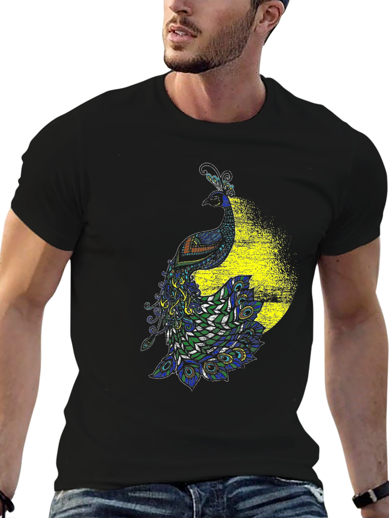 Peacock Graphic Black T-Shirt - Bold & Stylish Design - 6