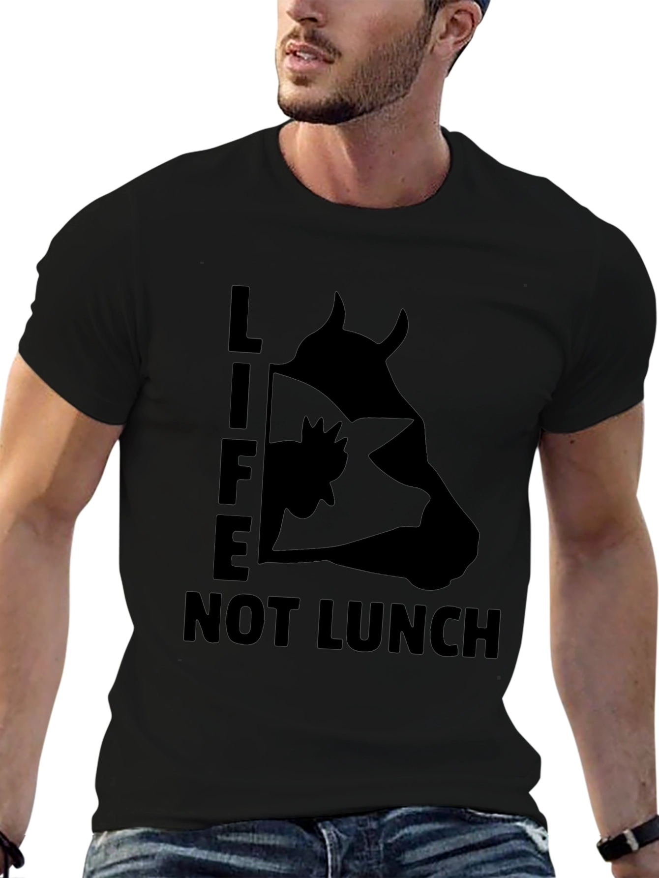 Black Life Not Lunch T-Shirt - Vegan Graphic Tee view 6