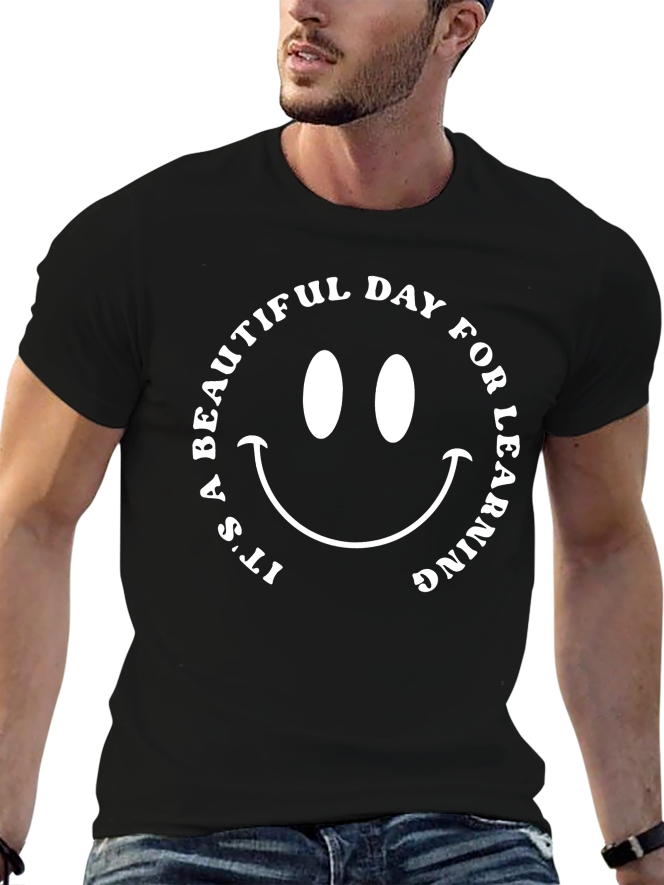 Black It's A Beautiful Day For Learning T-Shirt view 6