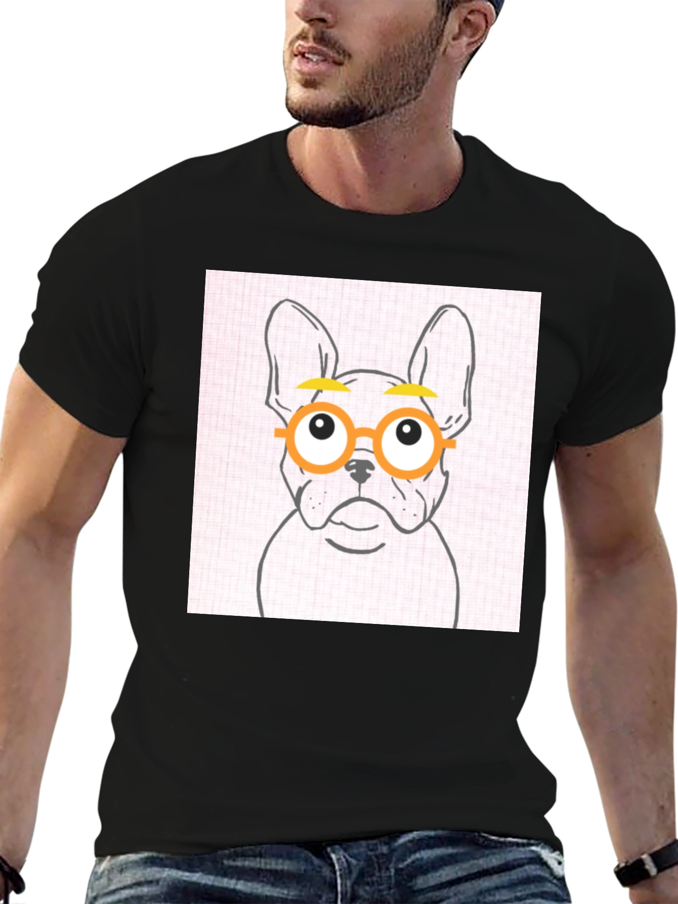 Black Dog with Glasses Graphic Tee - Black view 6