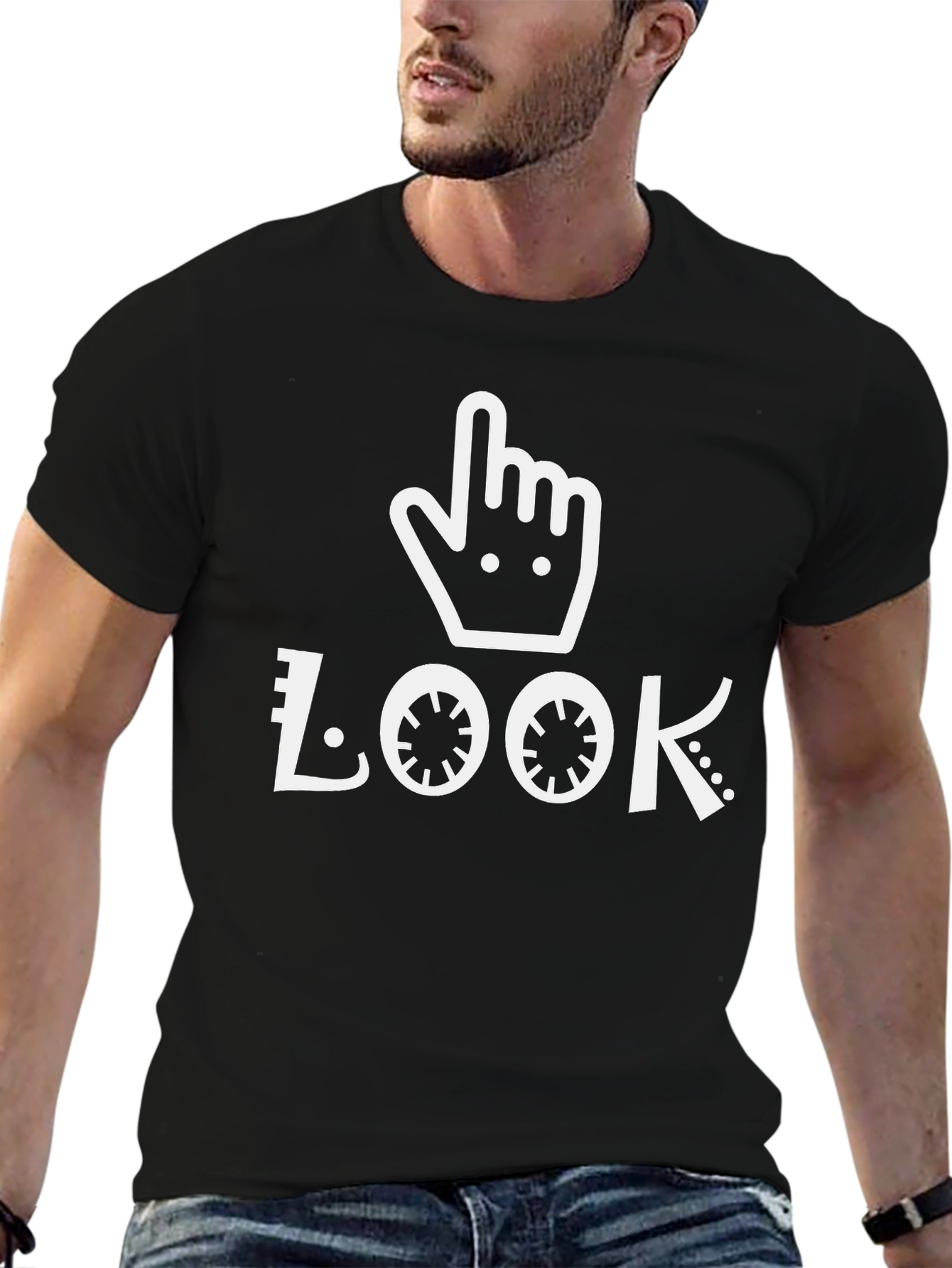 Black Look Pointer Finger Graphic T-Shirt - Unisex view 6