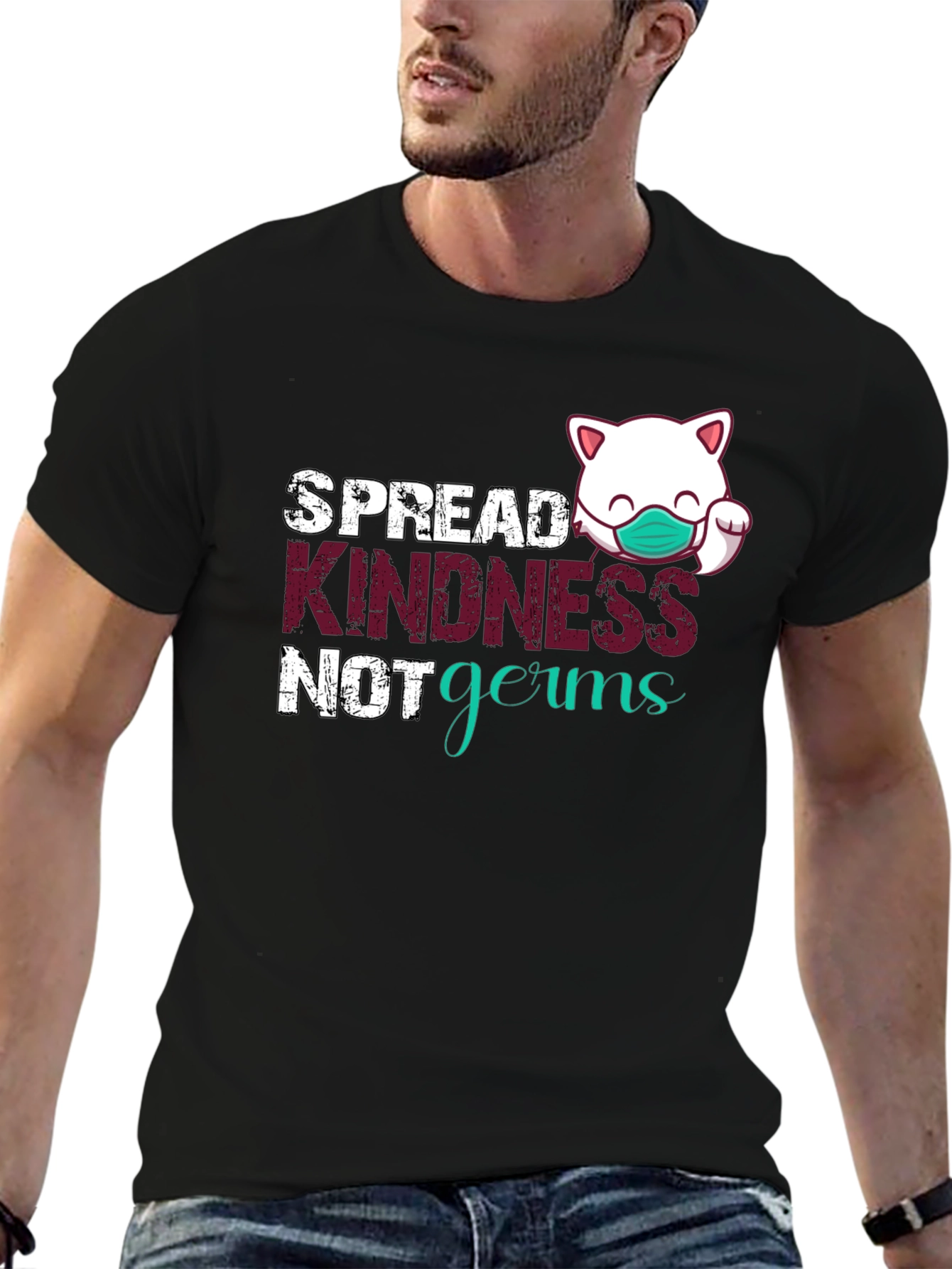 Black Spread Kindness, Not Germs Graphic Tee view 6