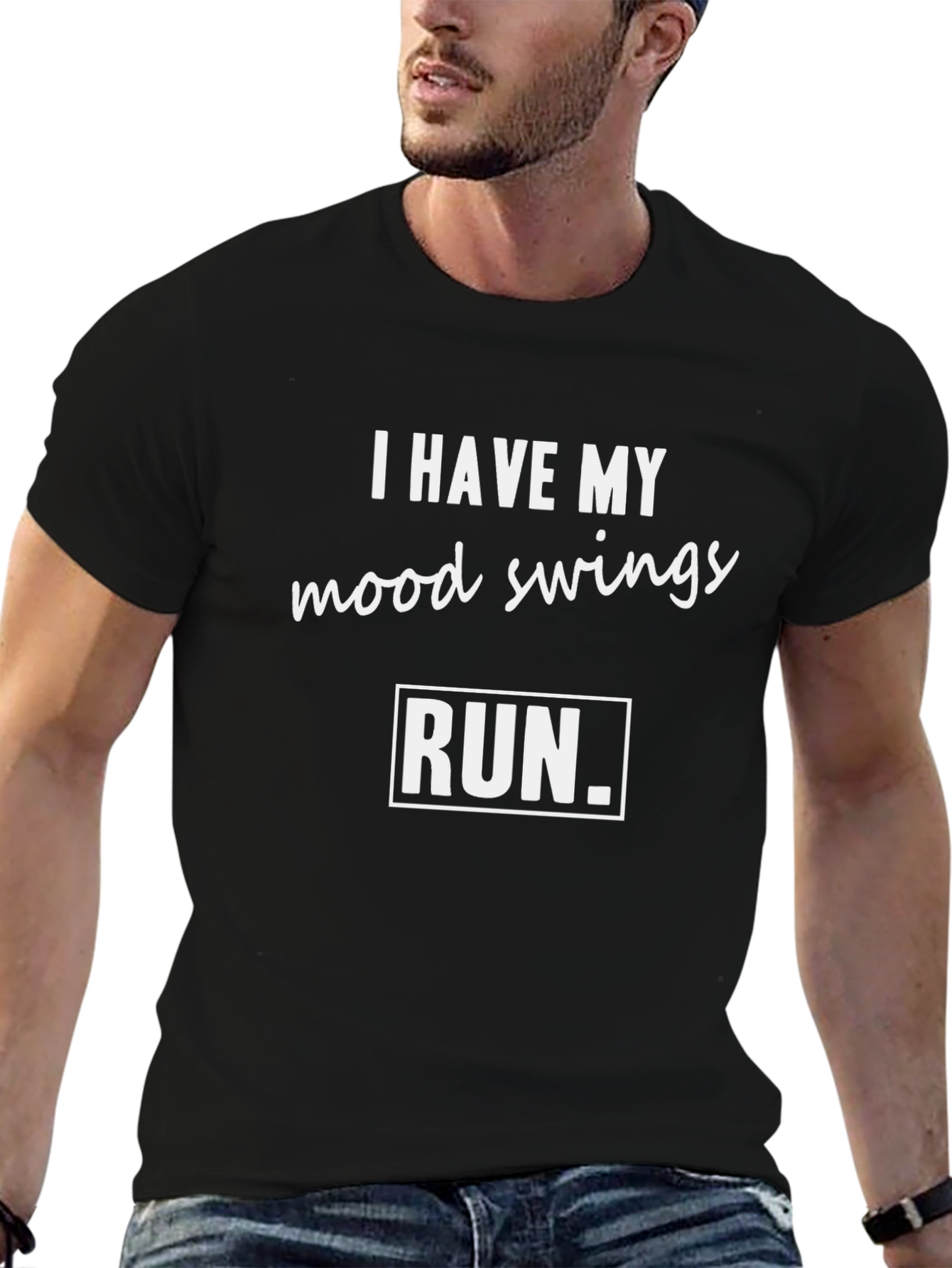 Black Mood Swings Run Funny Graphic Tee view 6