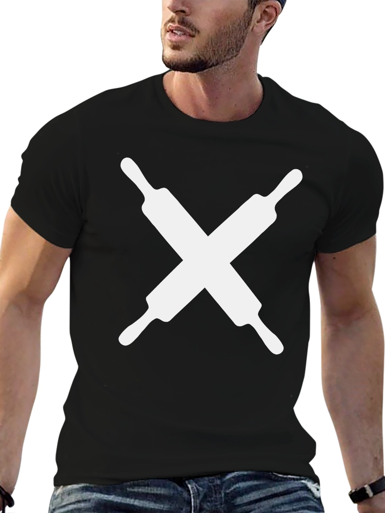 Black Rolling Pin Crossed Crew Neck T-Shirt view 6