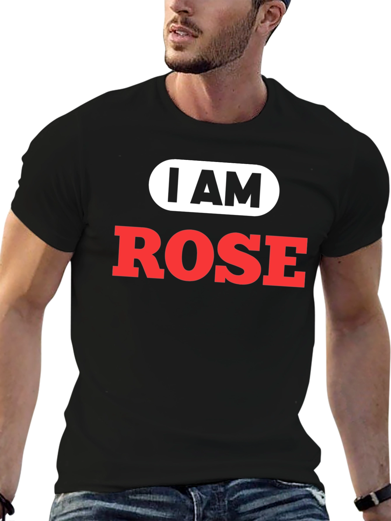 Black I Am Rose T-Shirt - Funny Personalized Name Tee view 6