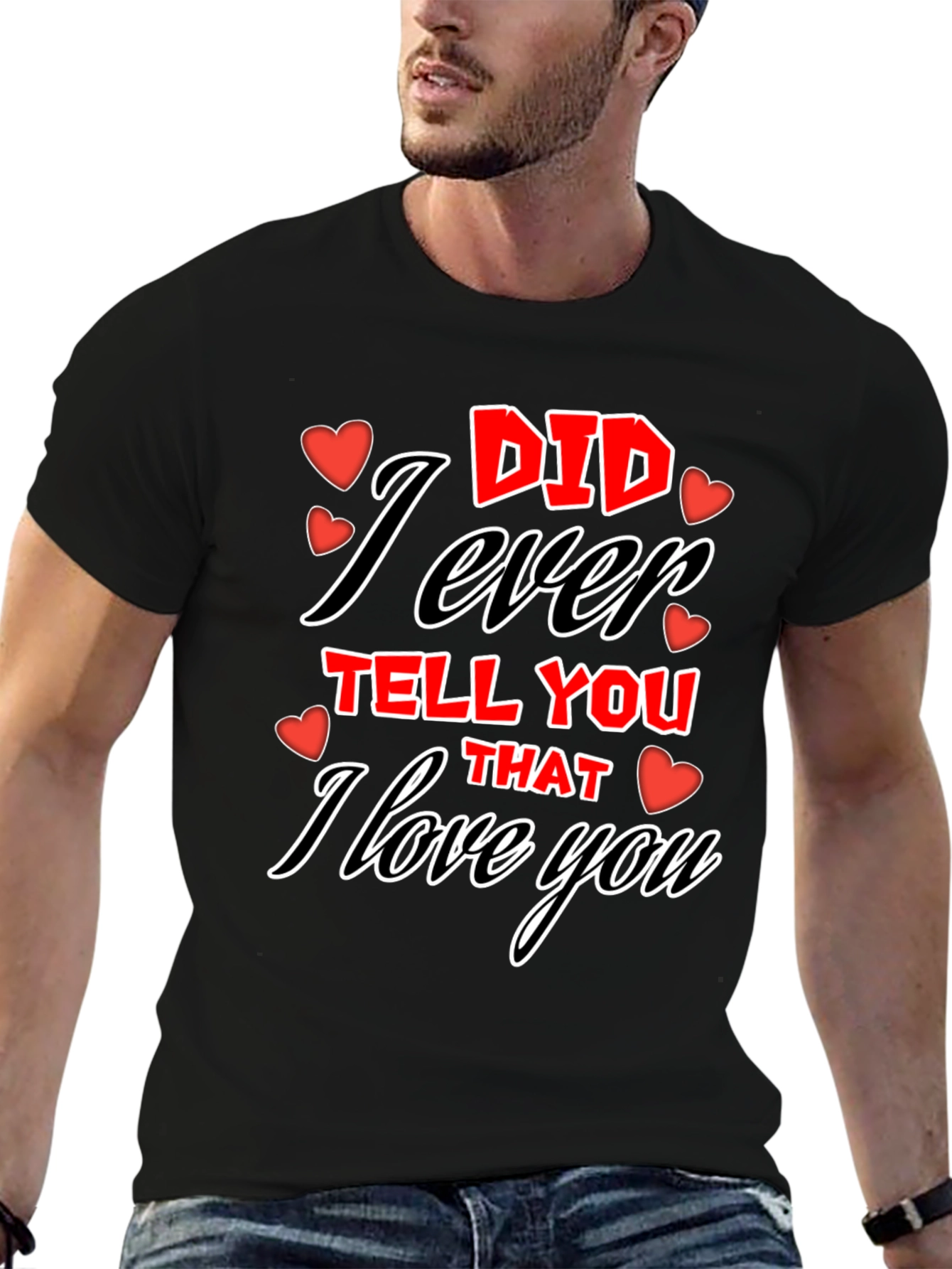 Black I Love You Graphic Tee - Valentine's Day T-Shirt view 6
