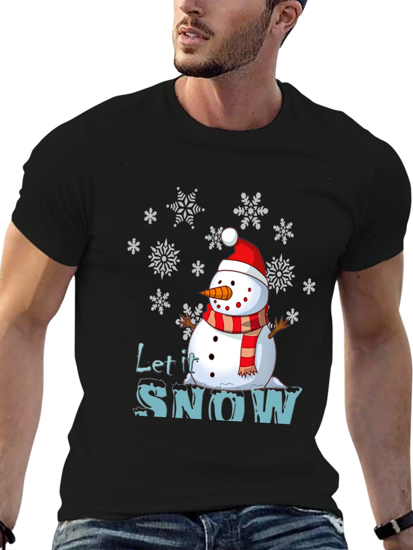 Black Let it Snow Snowman Graphic Tee view 6