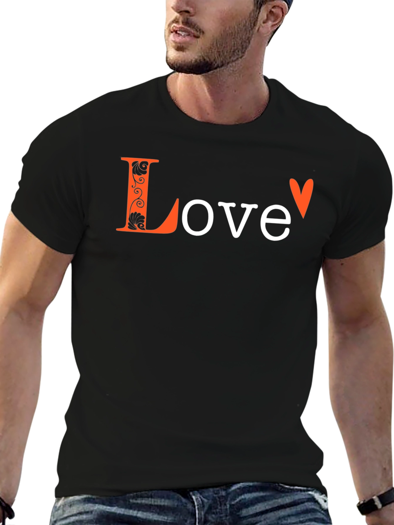 Black Love Graphic Print Black T-Shirt view 6