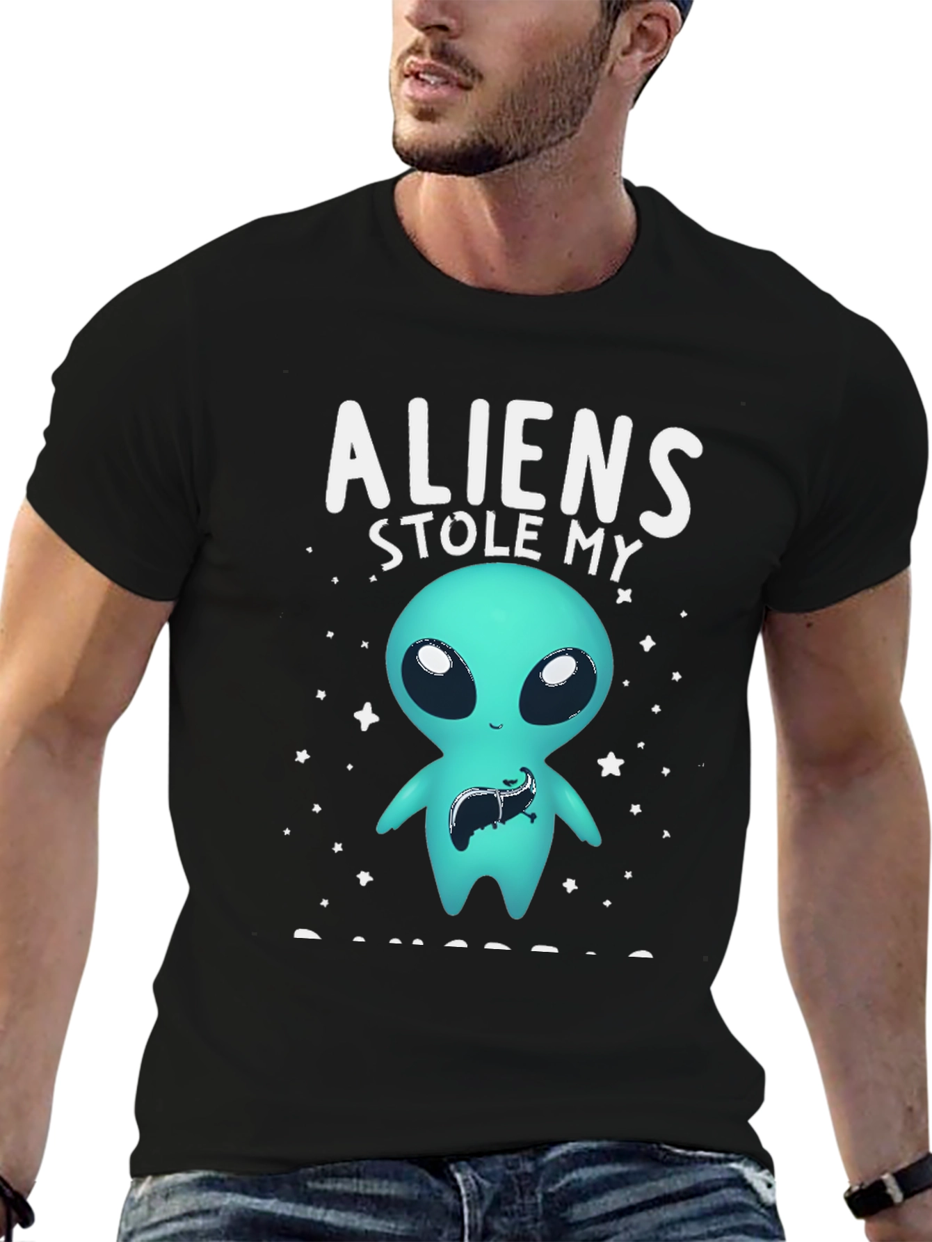 Black Aliens Stole My Liver Graphic Tee view 6