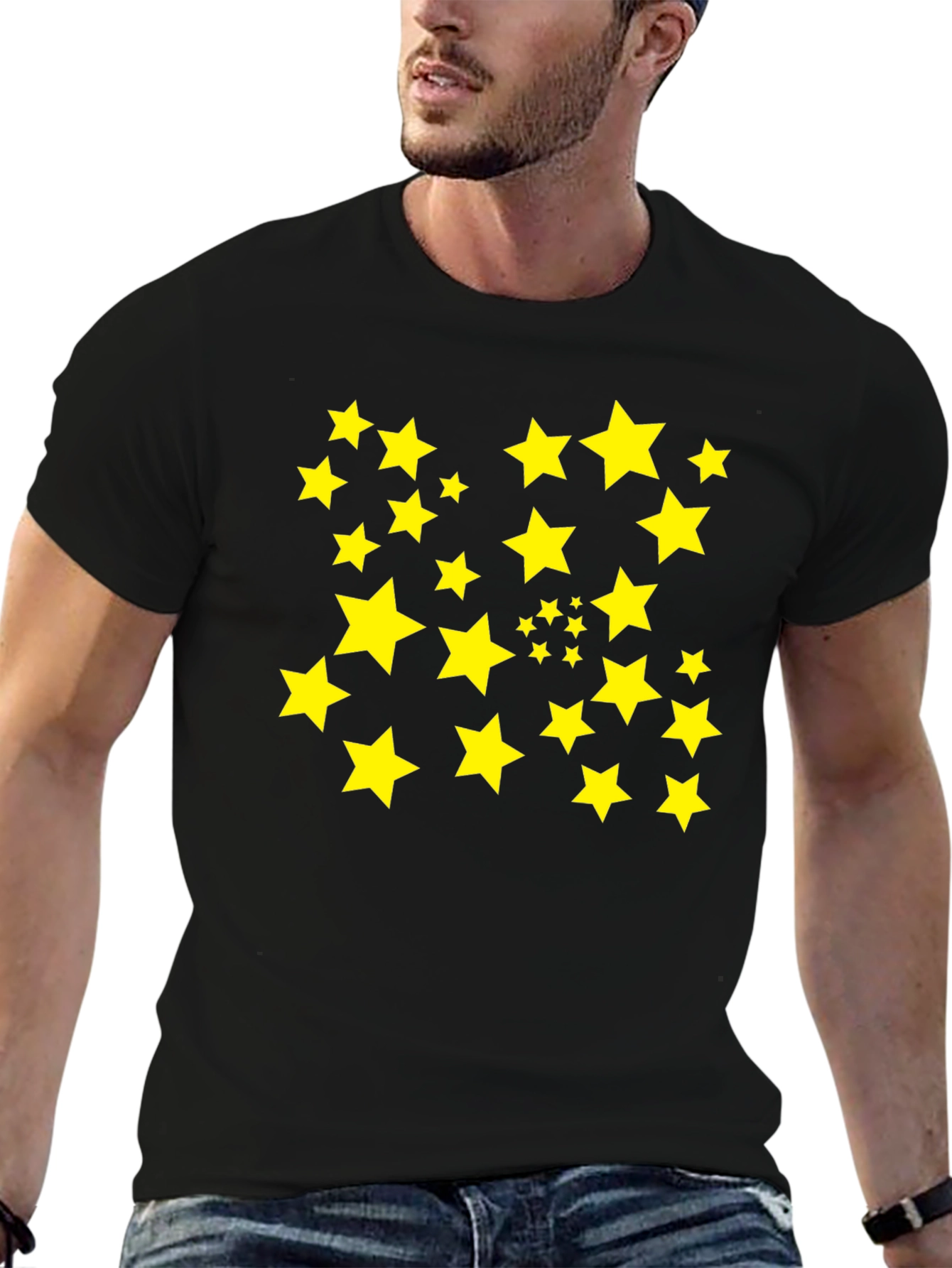 Black Starry Night Black T-Shirt view 6