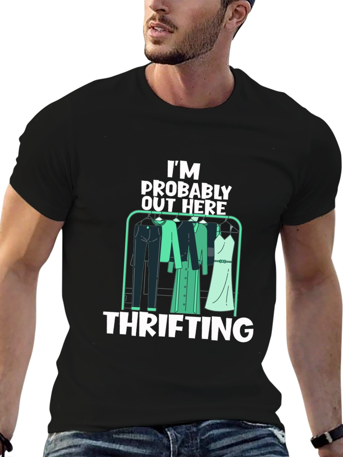 Black Thrifting T-Shirt: I'm Probably Out Here view 6