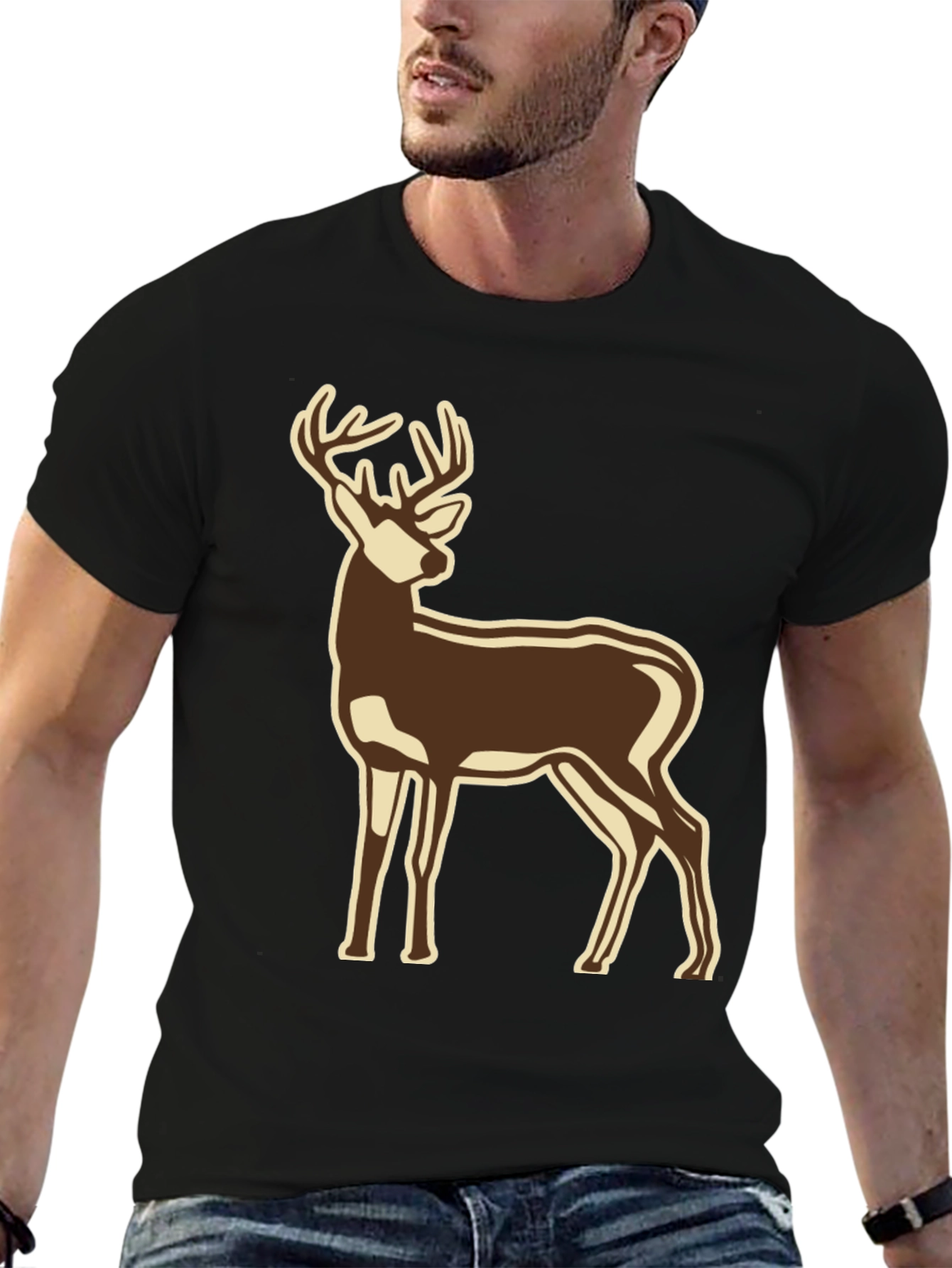 Black Deer Graphic Black T-Shirt view 6