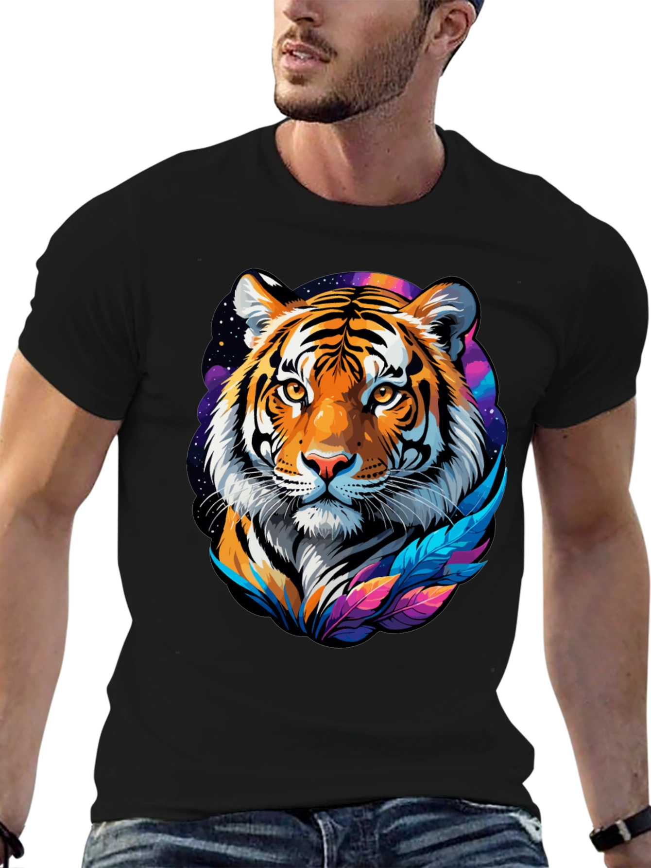 Black Tiger Graphic Tee - Men's Black T-Shirt view 6