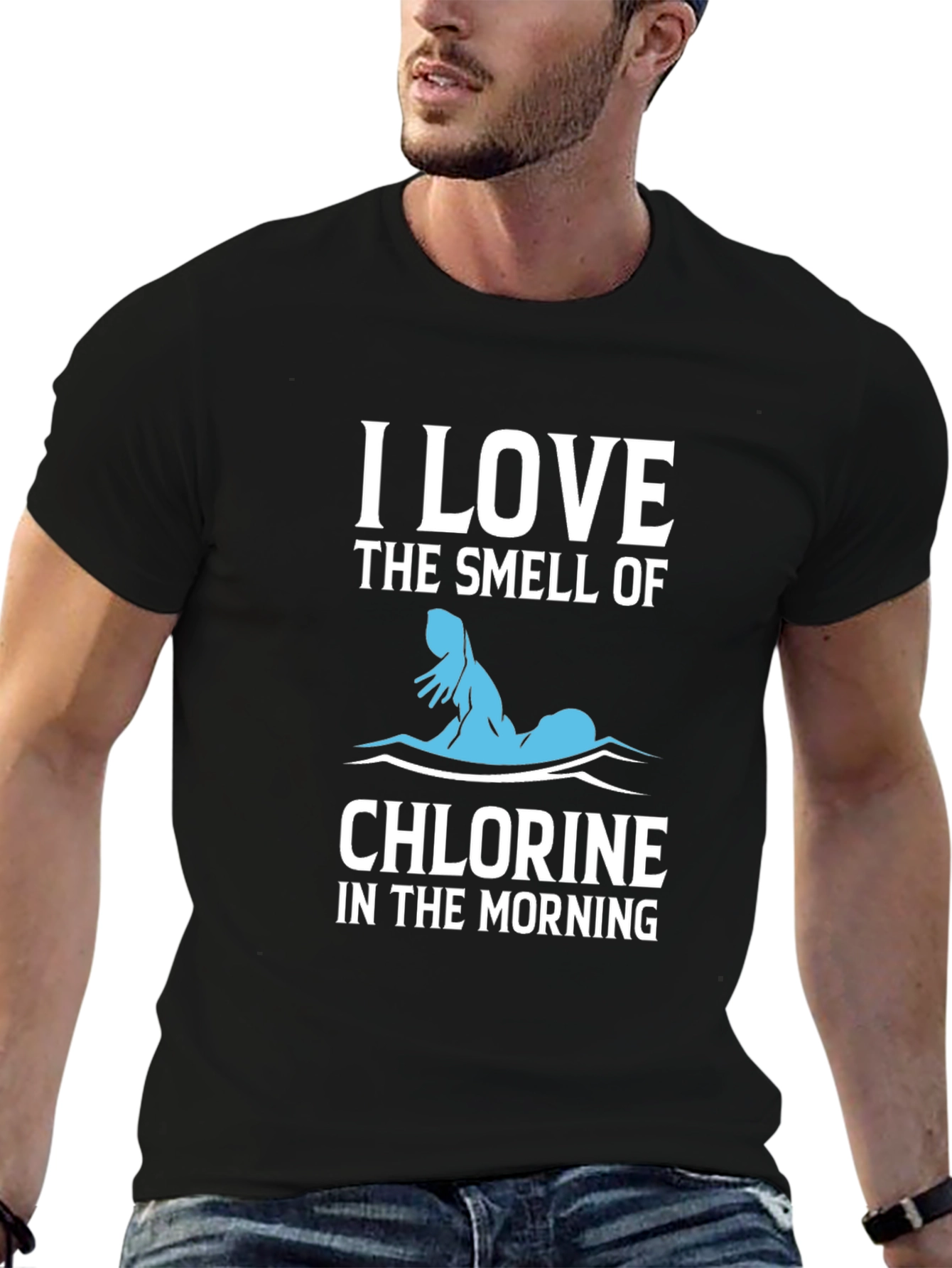 Black I Love The Smell of Chlorine T-Shirt view 6