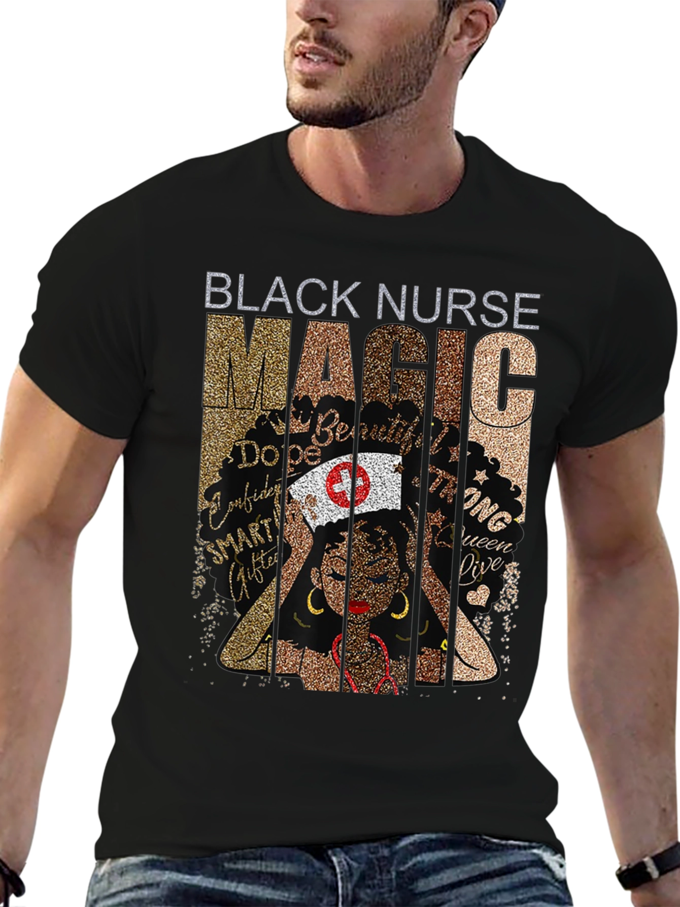 Black Black Nurse Magic Graphic T-Shirt view 6