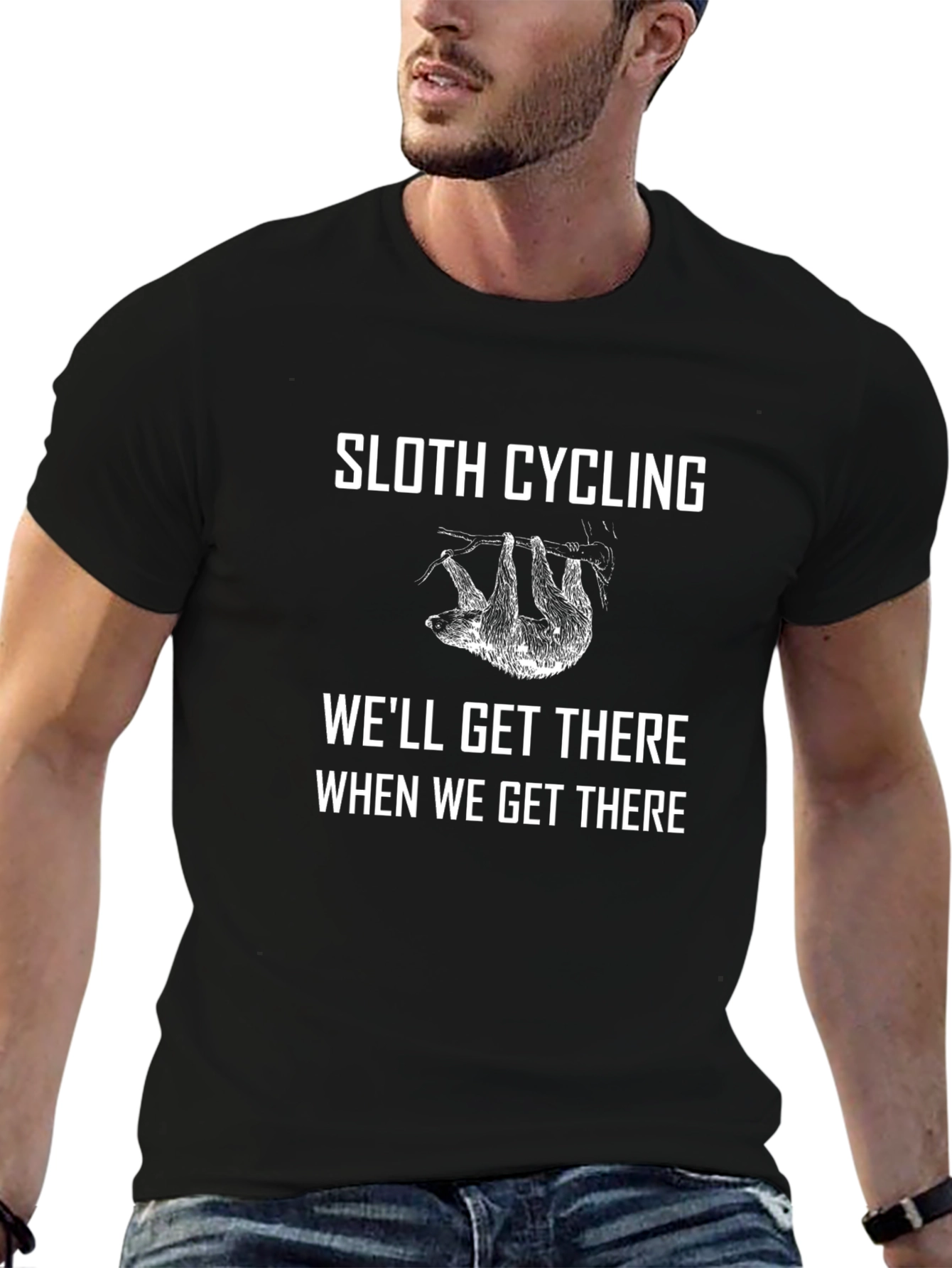Black Sloth Cycling T-Shirt - We'll Get There view 6