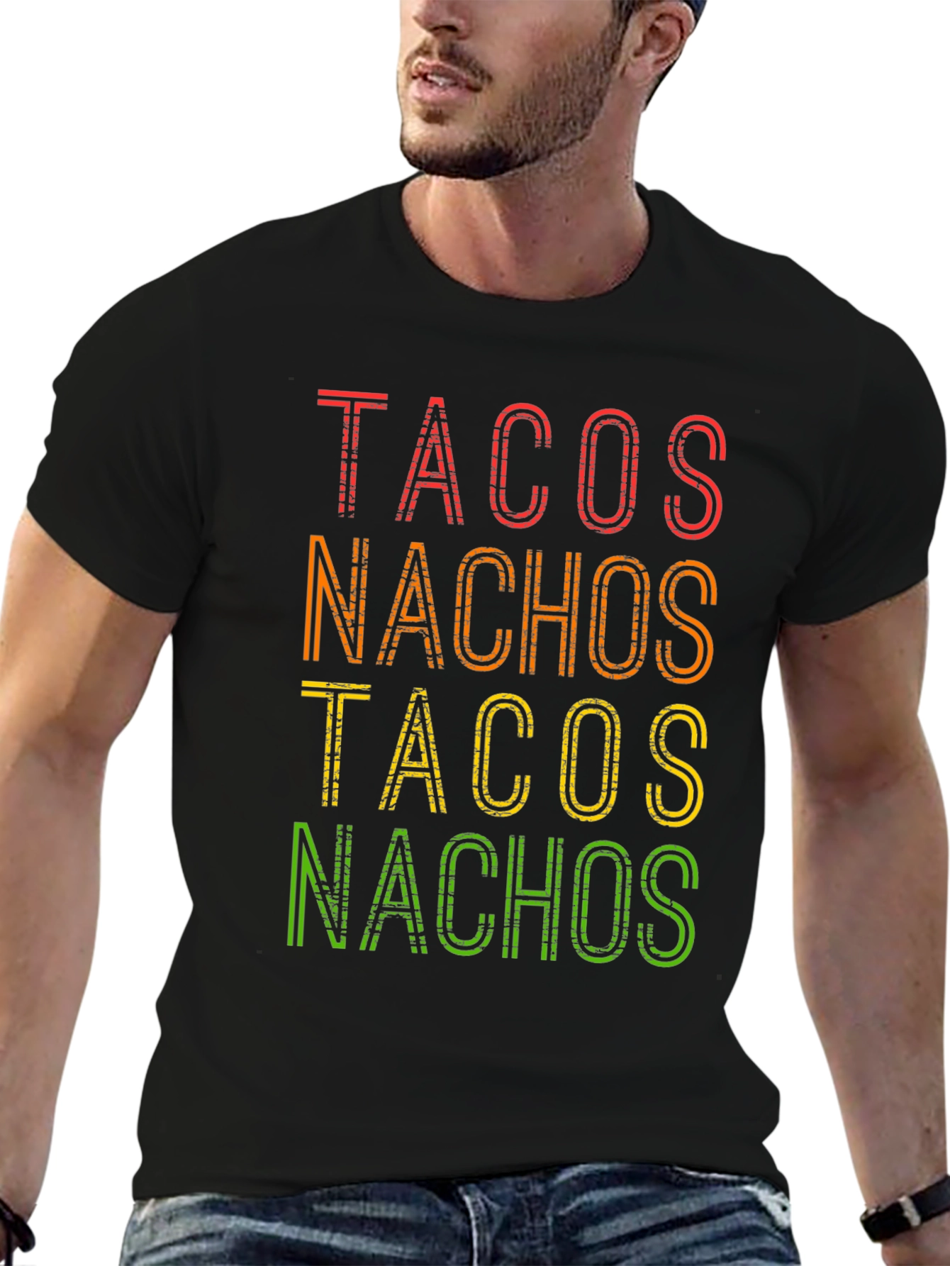 Black Tacos Nachos Graphic T-Shirt -  Foodie Fun! view 6