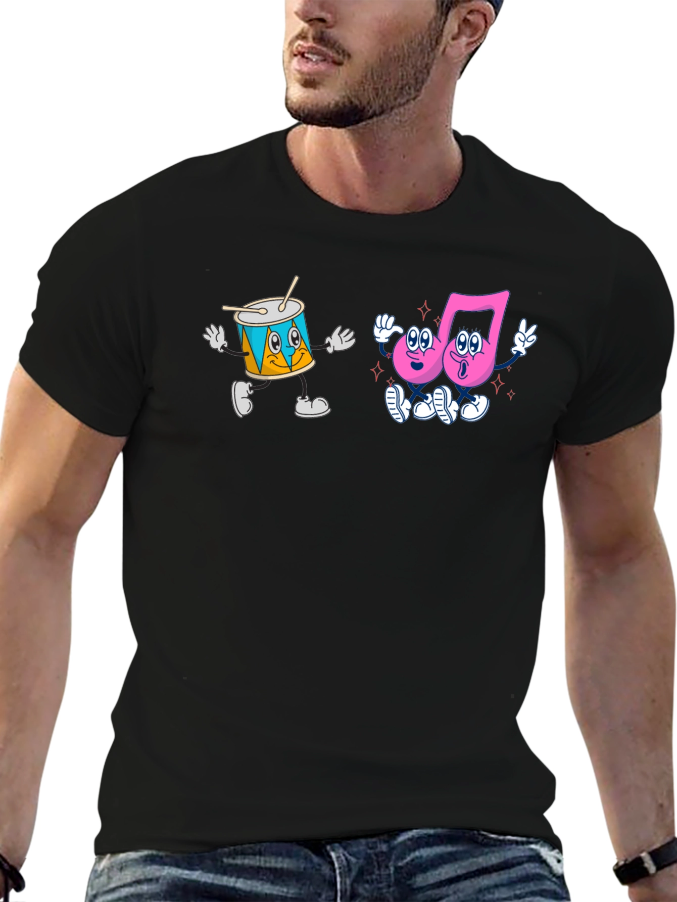 Black Cartoon Musical T-Shirt view 6