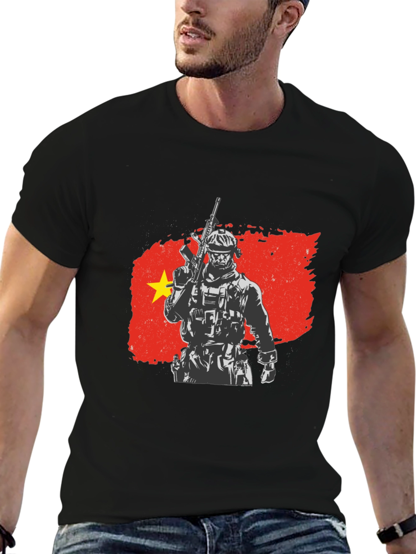 Black Vietnam Soldier Graphic Tee - Black view 6