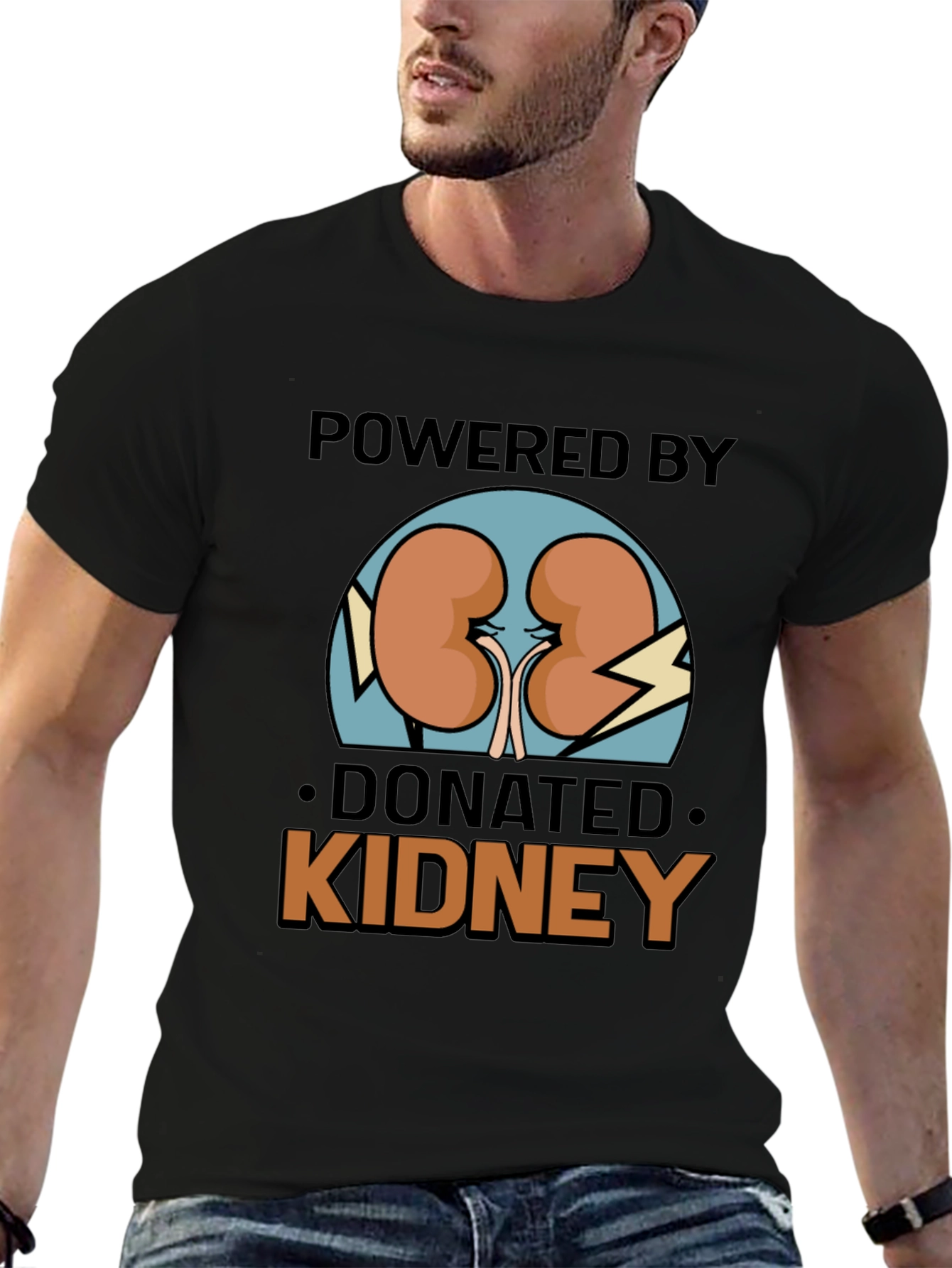 Black Powered by Donated Kidney Black T-Shirt  view 6