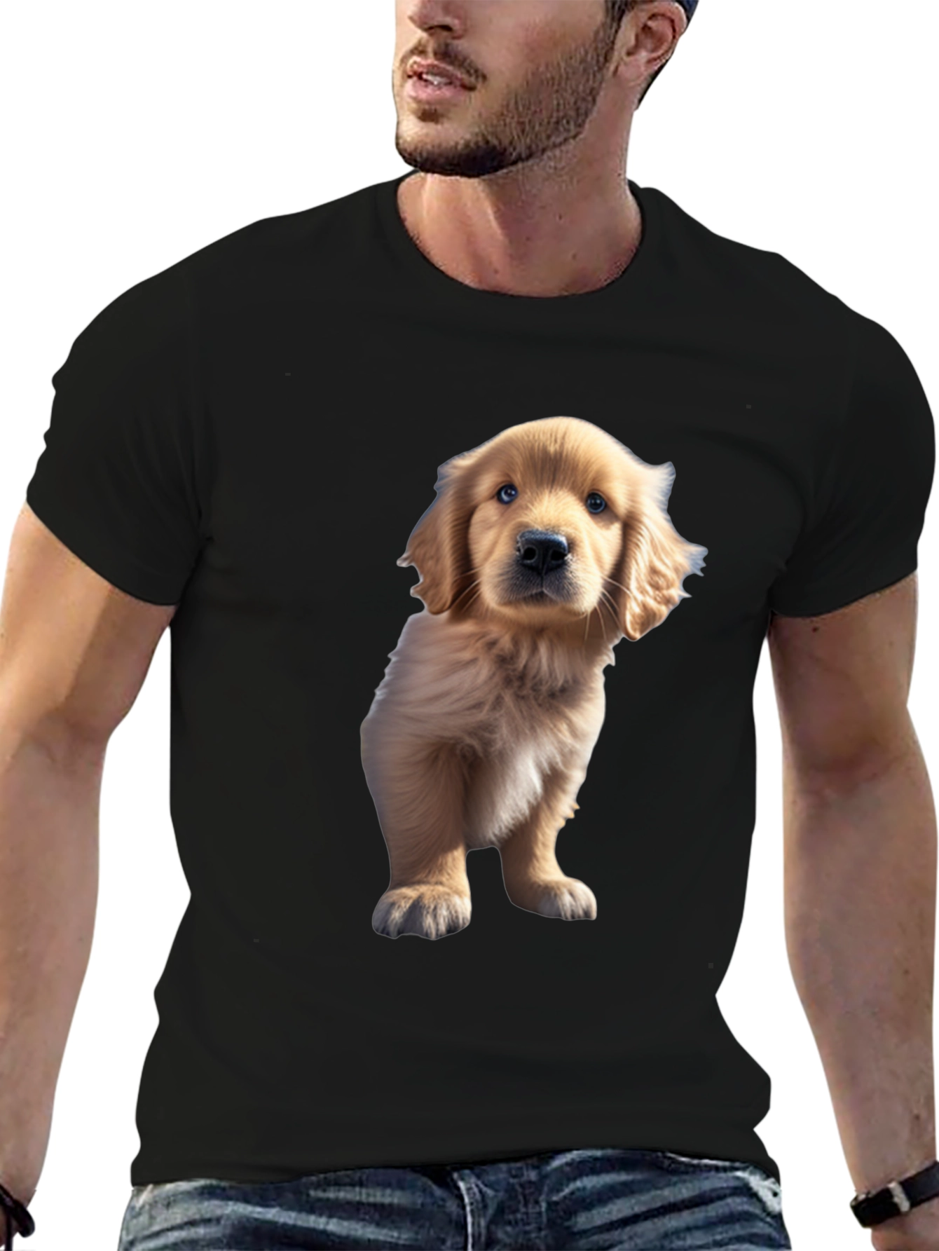 Golden Retriever Puppy Tee - Black - 6