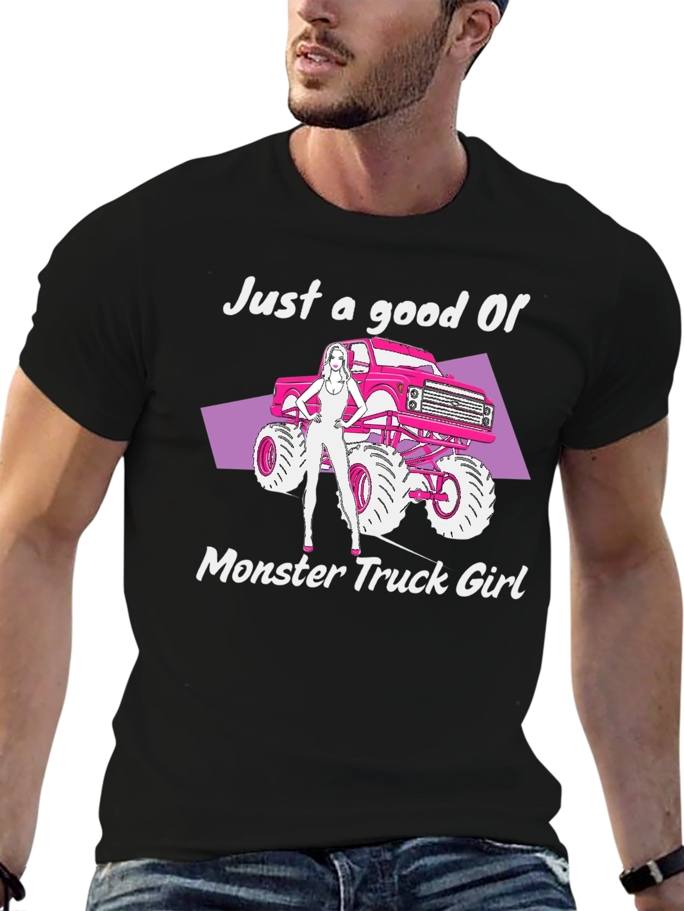 Black Monster Truck Girl Graphic Tee - Black view 6