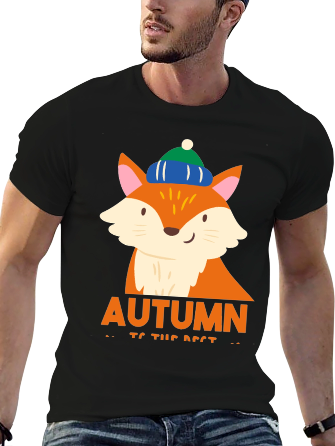 Black Autumn Fox Graphic Tee - Cozy Fall Vibes view 6