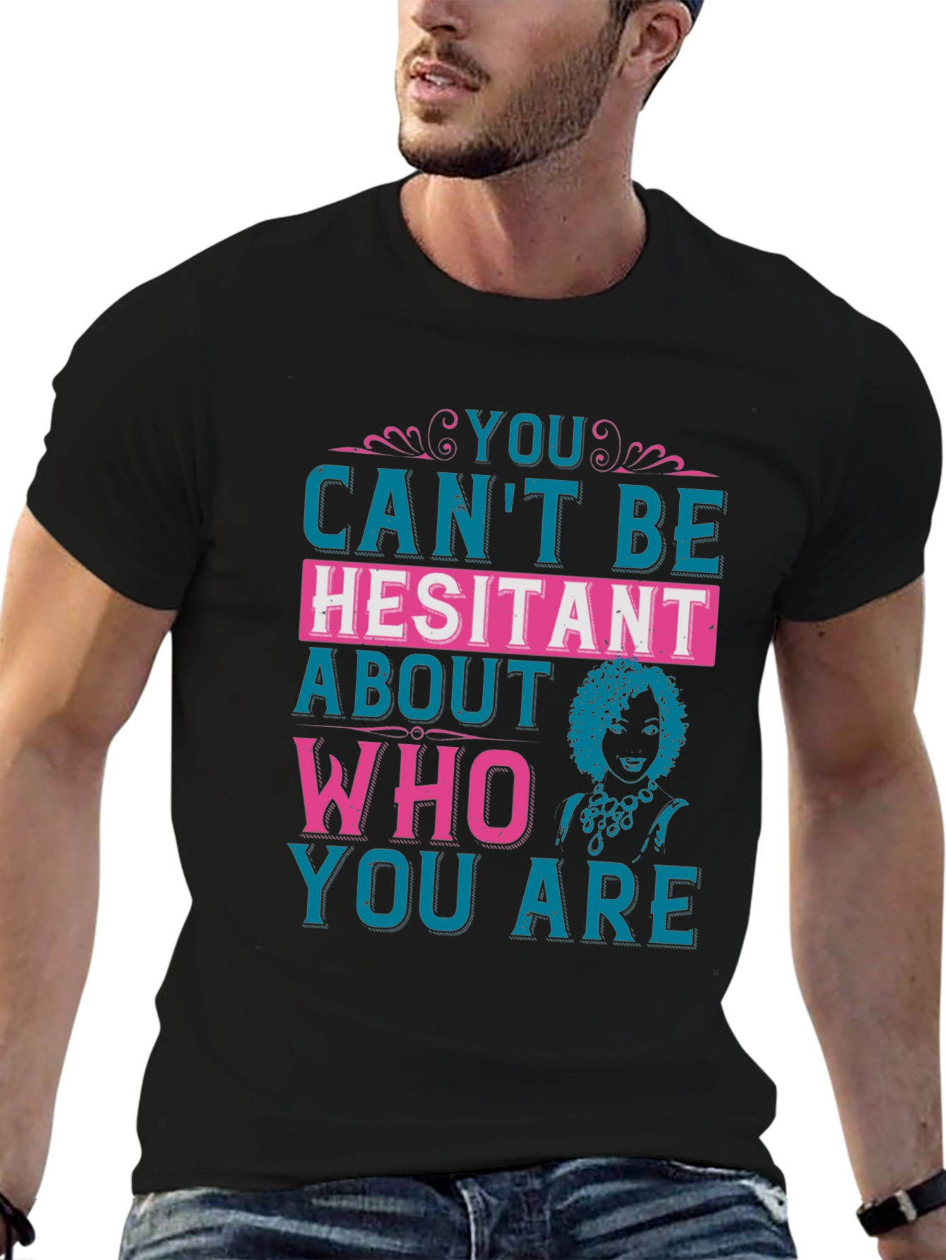 Black You Can't Be Hesitant Graphic Tee view 6