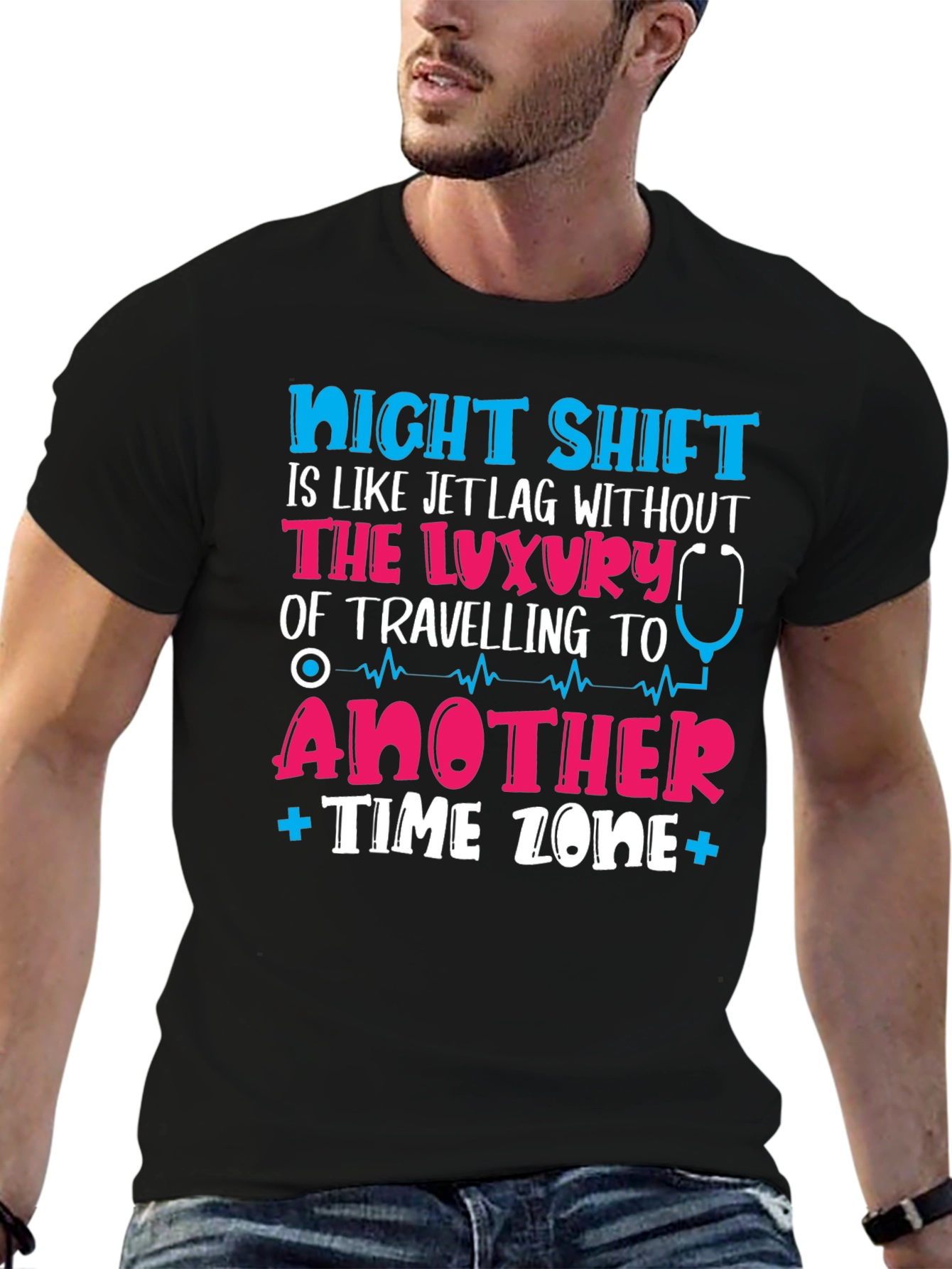 Black Night Shift Jet Lag T-Shirt - Nurse Edition view 6