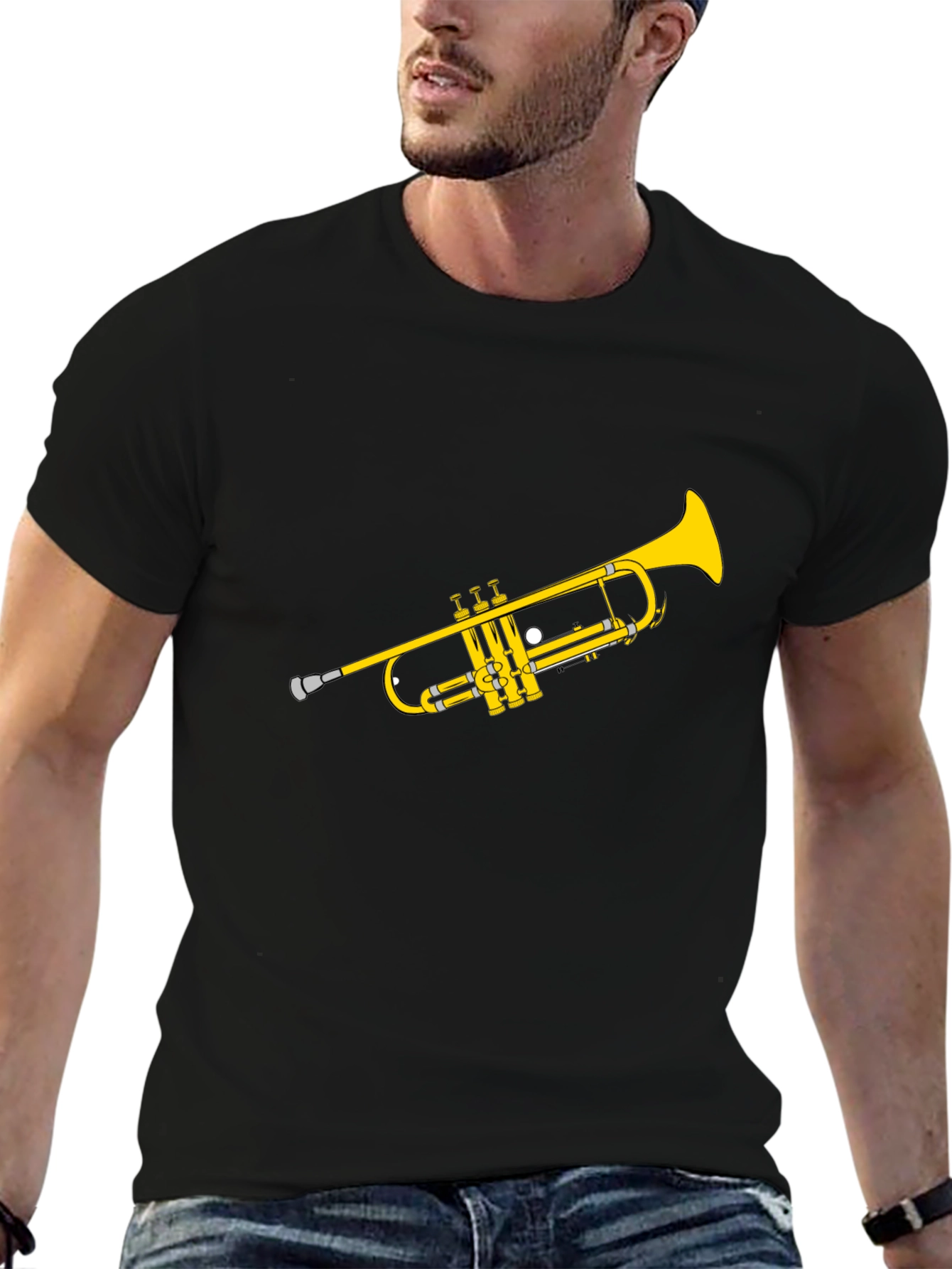 Trumpet Graphic Tee - Black Cotton Shirt - 6