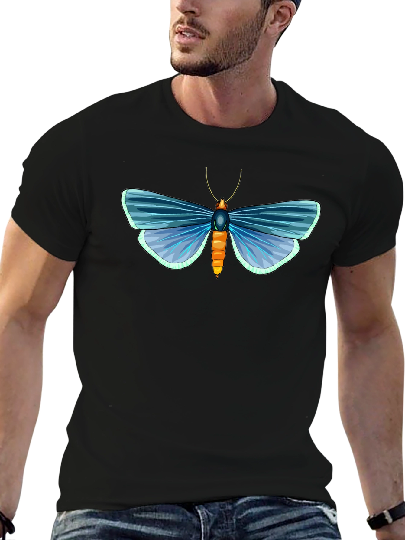 Black Moth Graphic T-Shirt - Black Cotton Tee view 6