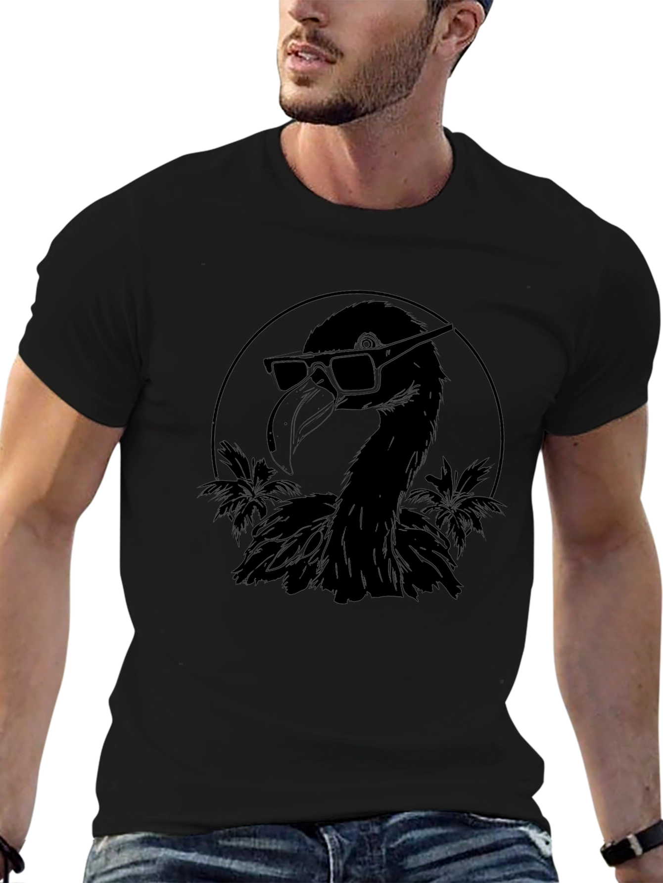 Black Cool Flamingo Graphic Tee - Black view 6