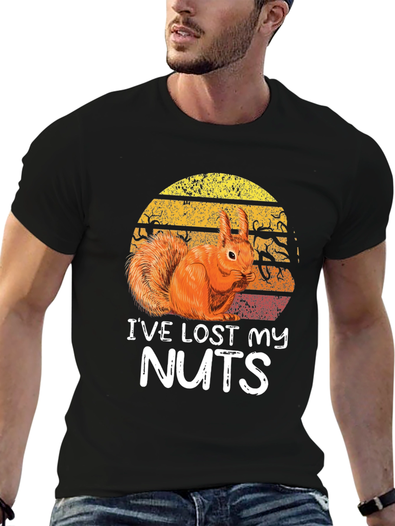 Black Funny Squirrel "I've Lost My Nuts" Graphic Tee view 6