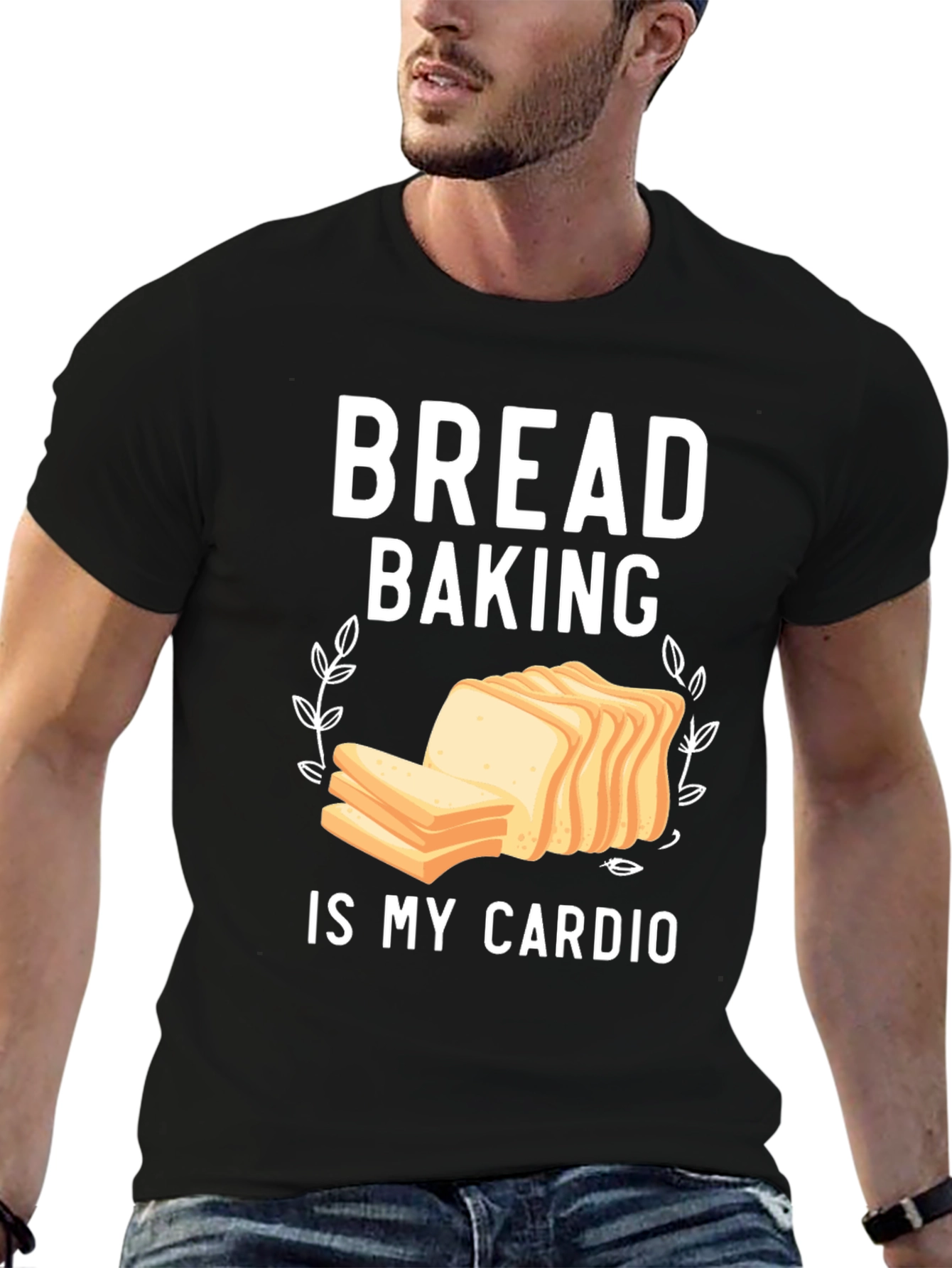 Black Bread Baking is My Cardio T-Shirt - Funny Baker Tee view 6