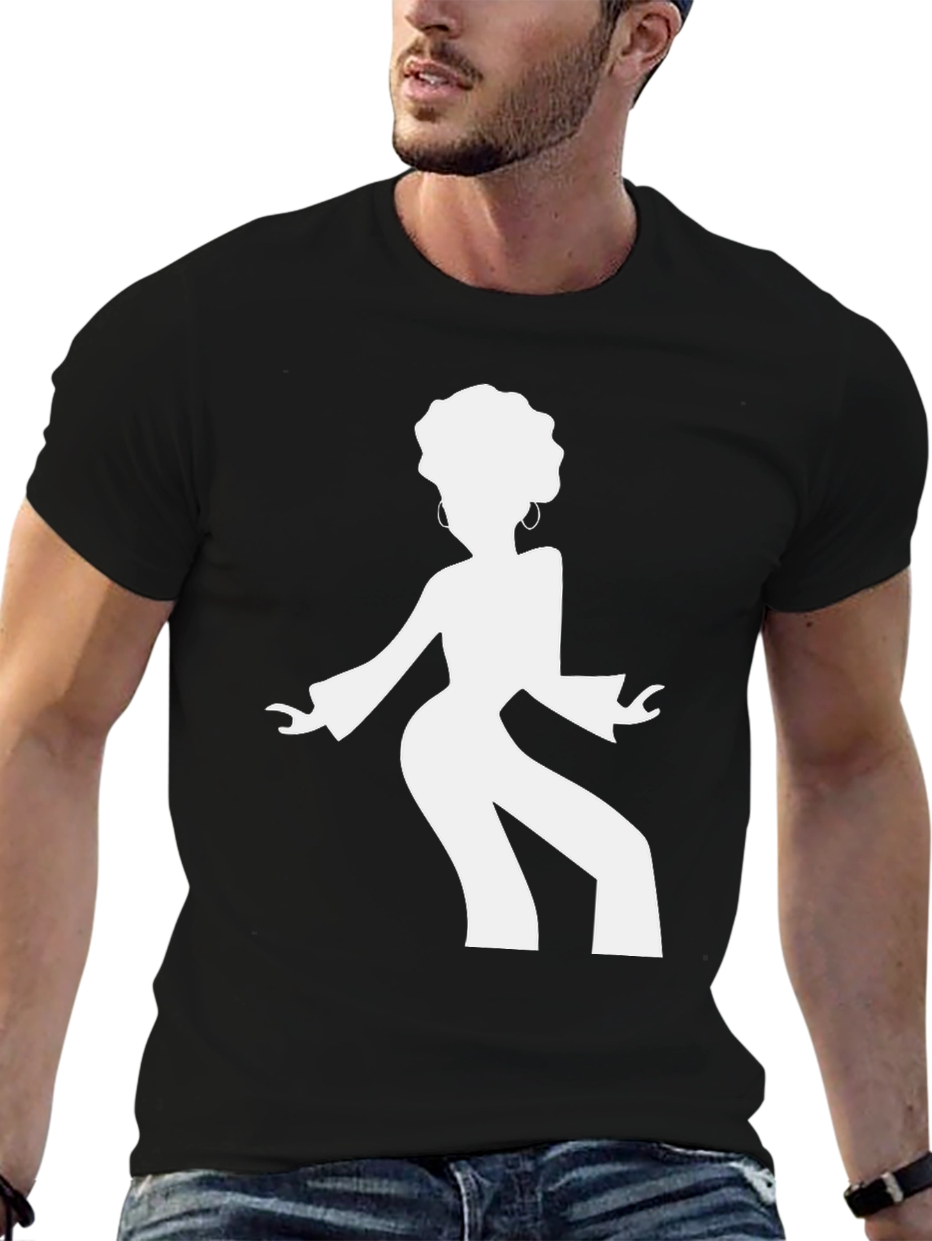 Black Funky Afro Silhouette T-Shirt view 6