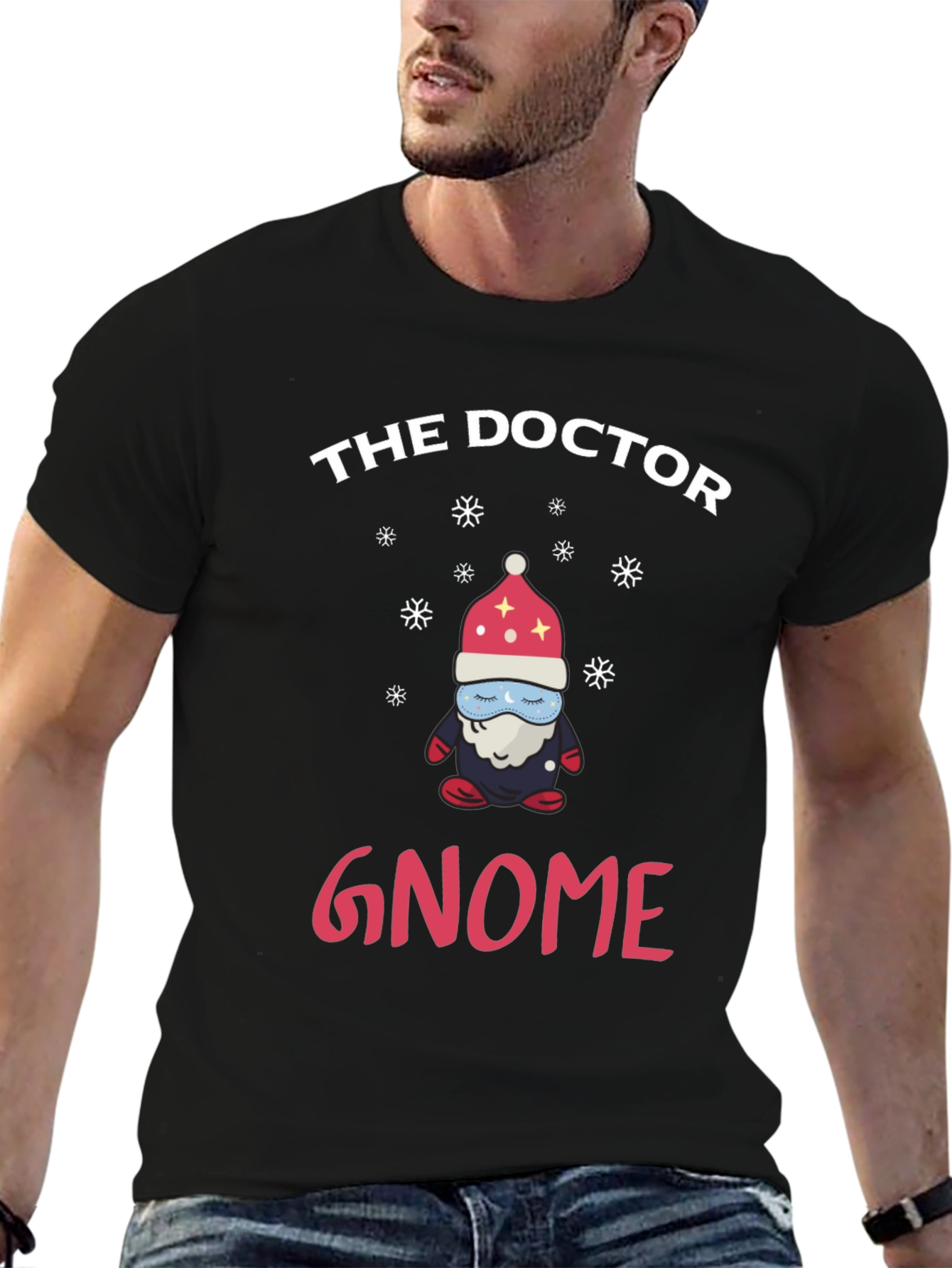 Black The Doctor Gnome T-Shirt Funny Christmas Holiday Tee view 6