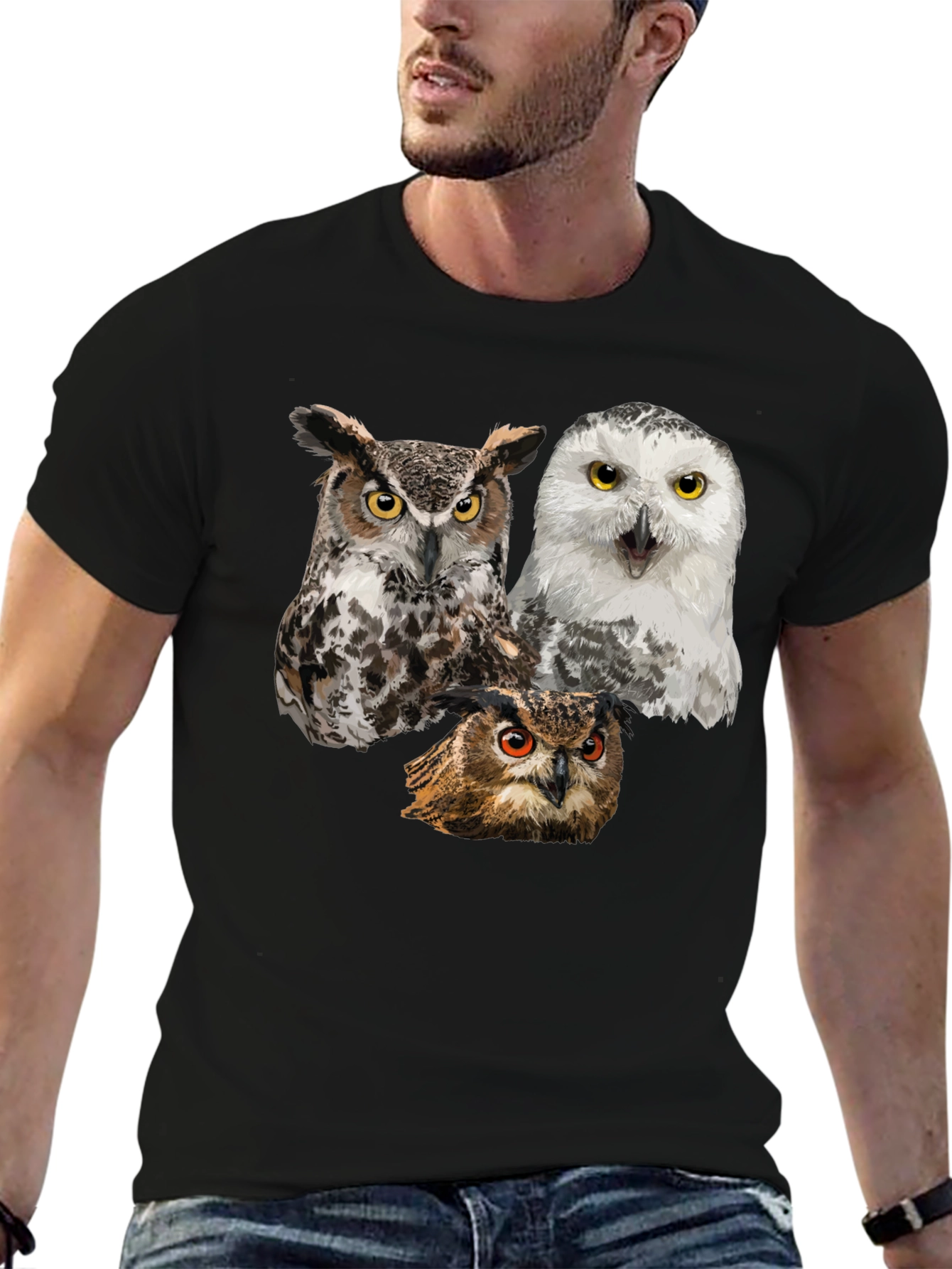 Black Owl T-Shirt - Unique Bird Design Tee view 6