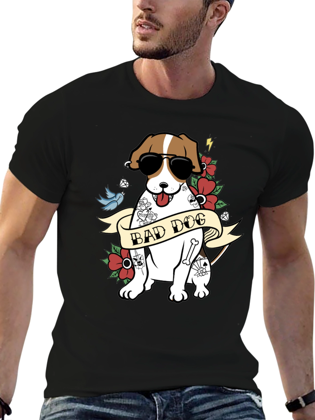 Bad Dog Tattoo Graphic T-Shirt - Unique Design - 6