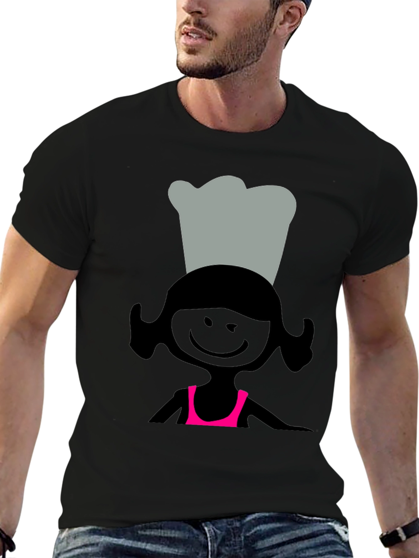 Black Chef Girl Graphic T-Shirt - Unisex Cotton Tee view 6